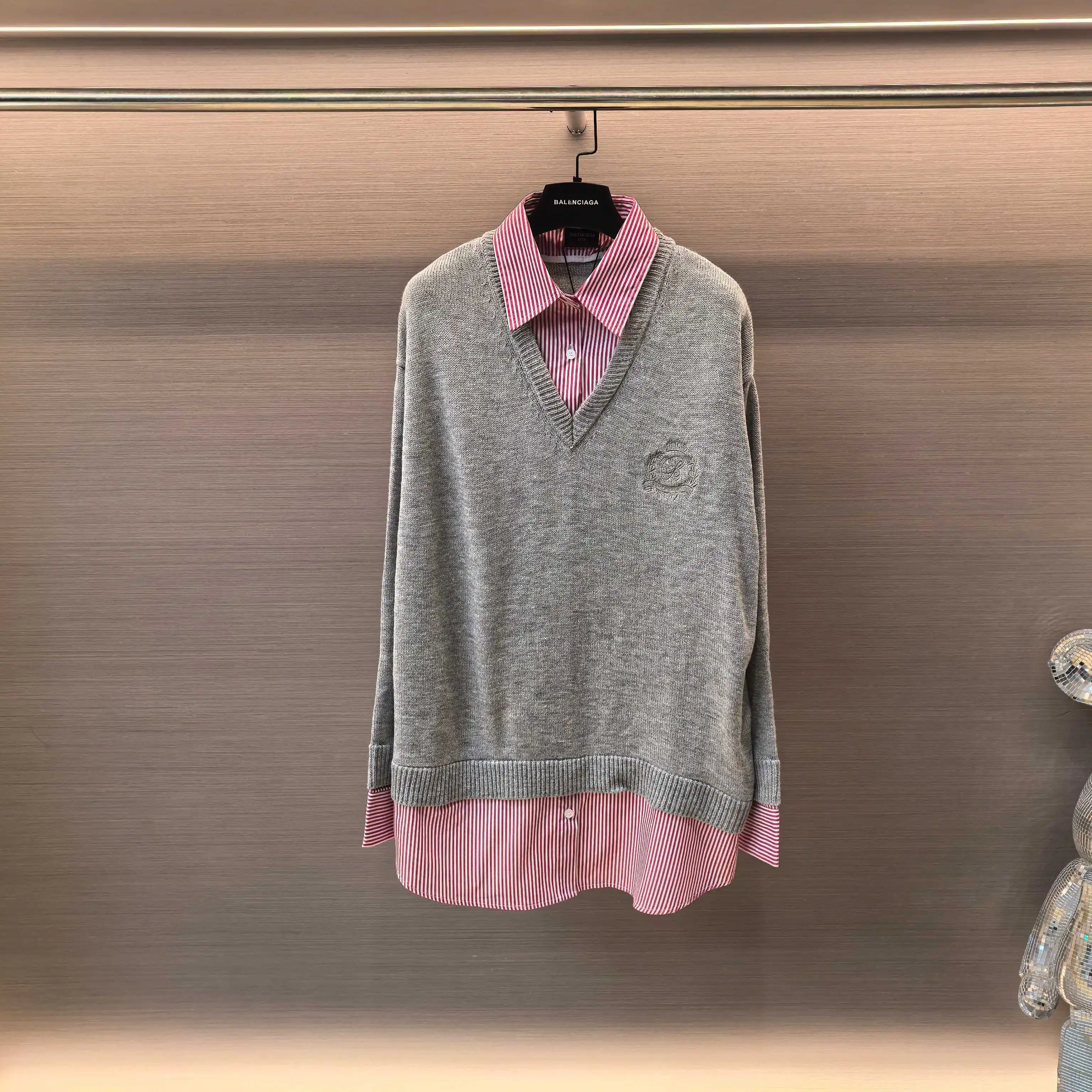 Oversized Layered Wool-Blend Knit Sweater D22523775