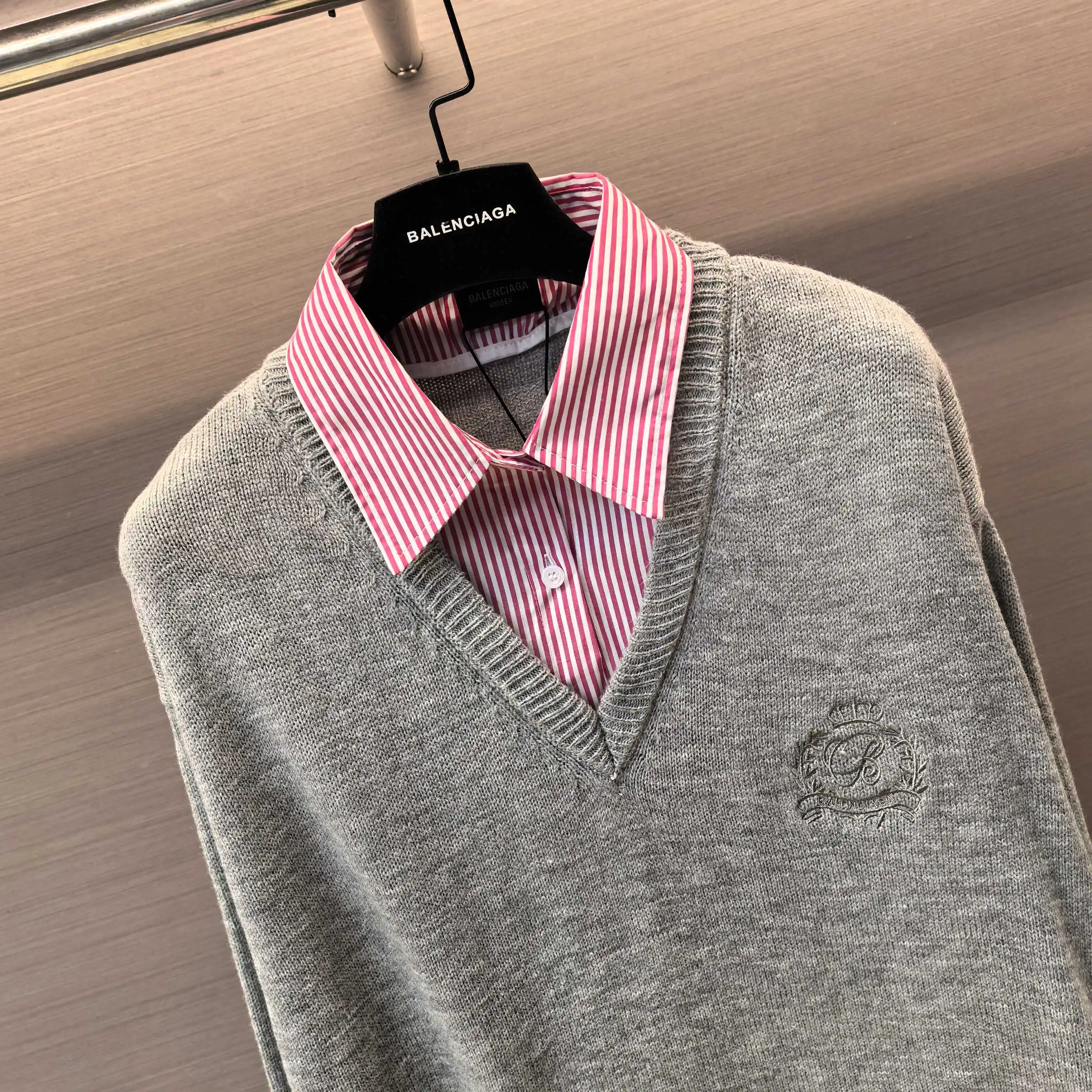 Oversized Layered Wool-Blend Knit Sweater D22523775 — view 2