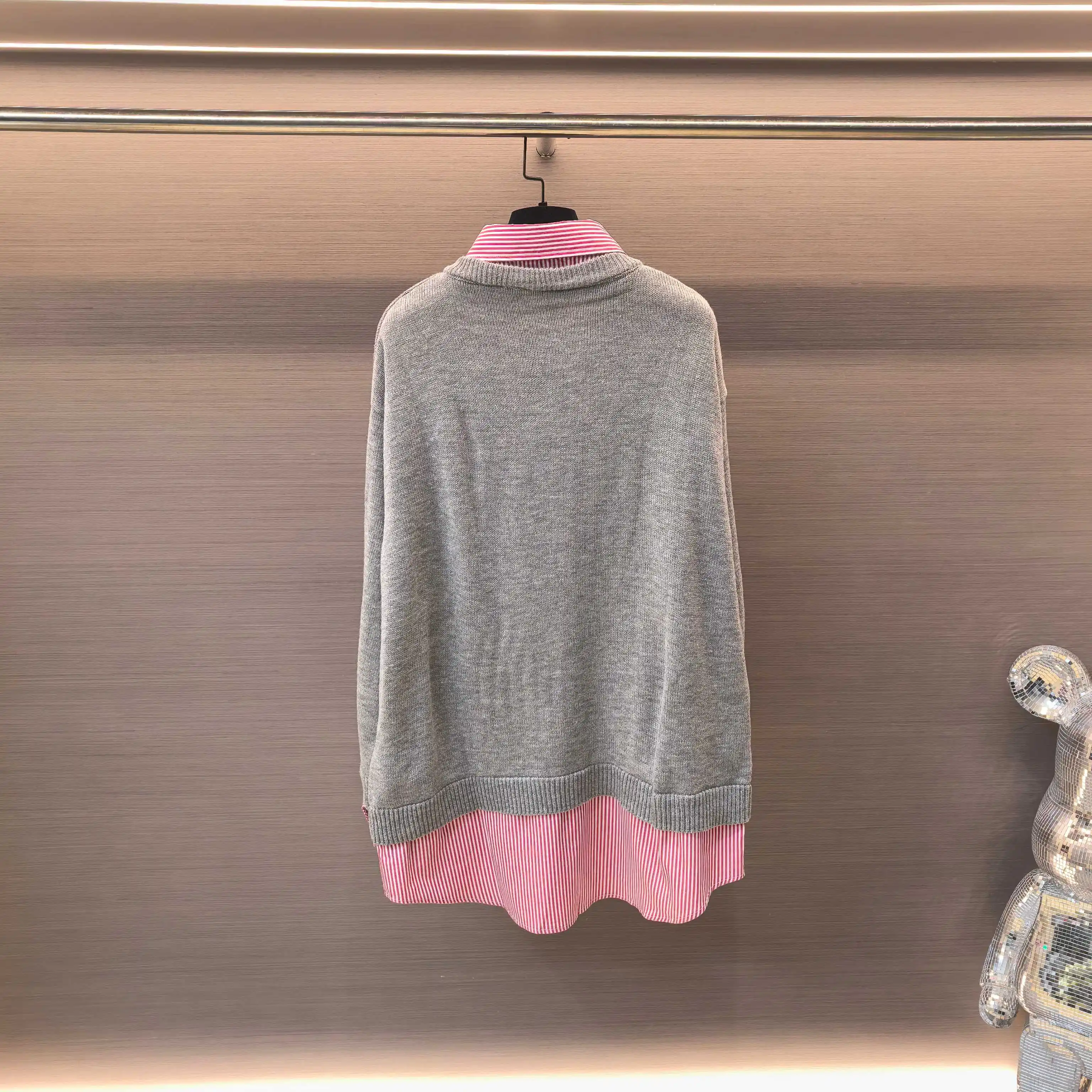 Oversized Layered Wool-Blend Knit Sweater D22523775 — view 3