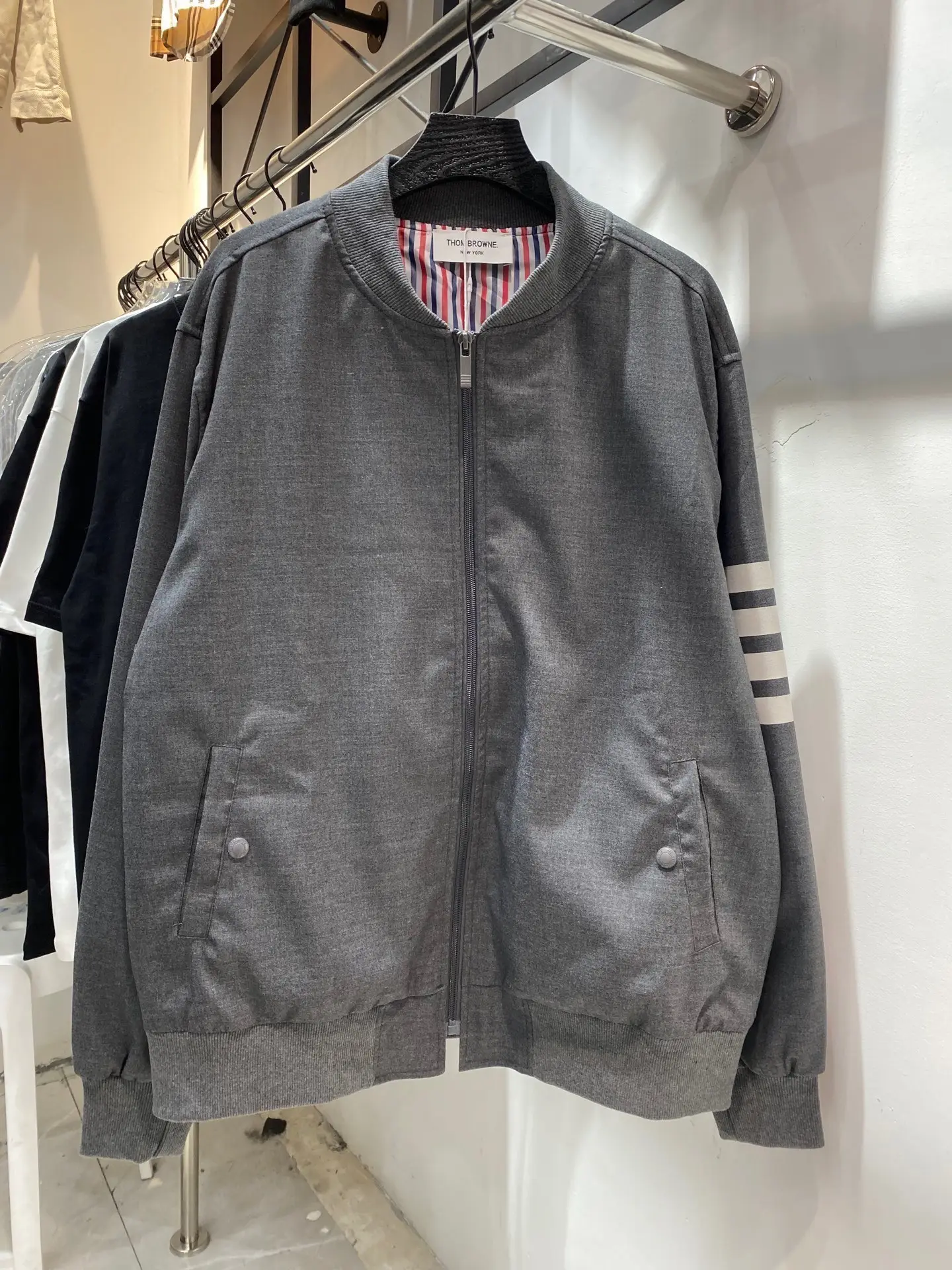 4-Bar Striped Cotton Bomber Jacket D22513839