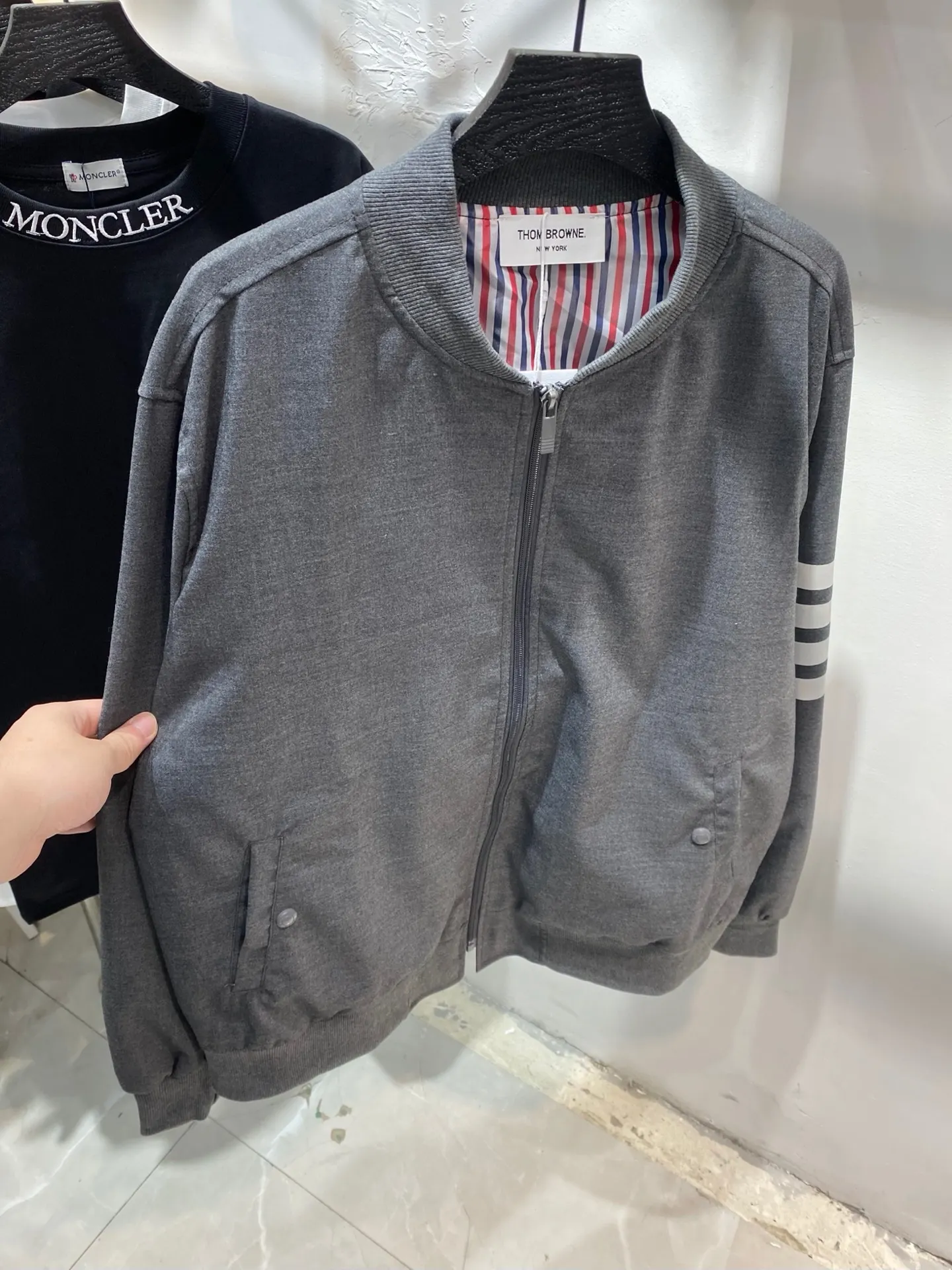 4-Bar Striped Cotton Bomber Jacket D22513839 — view 2