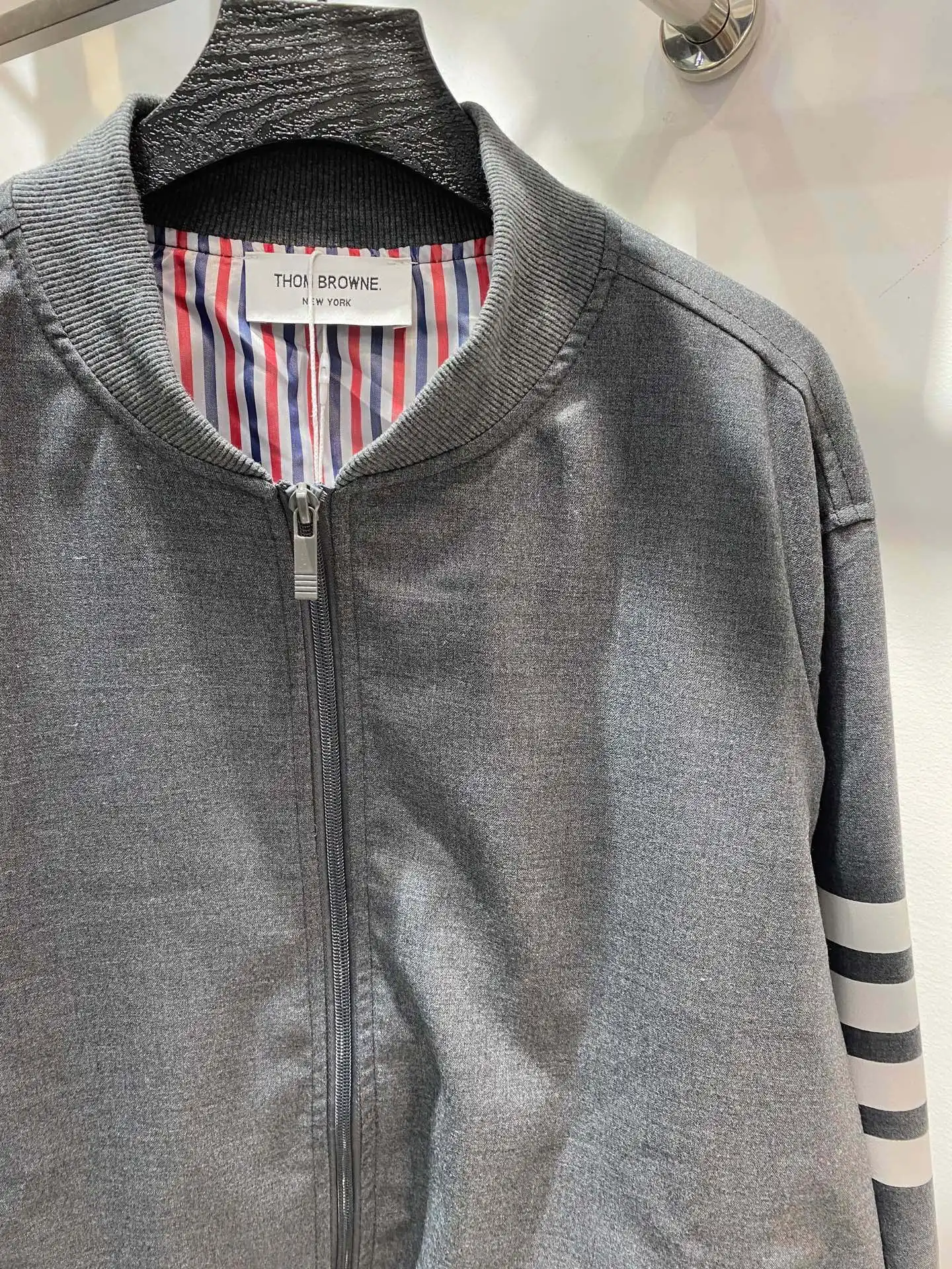 4-Bar Striped Cotton Bomber Jacket D22513839 — view 4