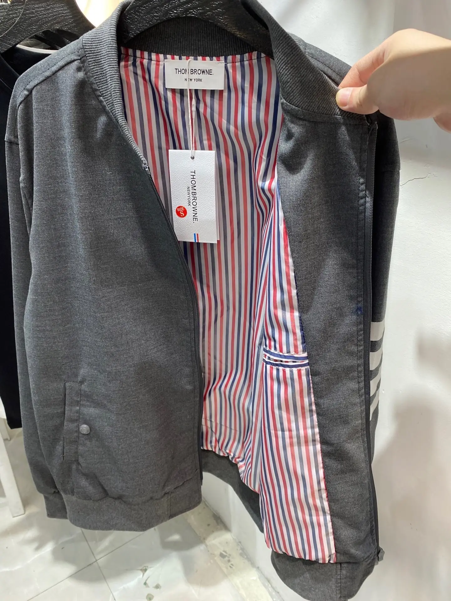 4-Bar Striped Cotton Bomber Jacket D22513839 — view 7