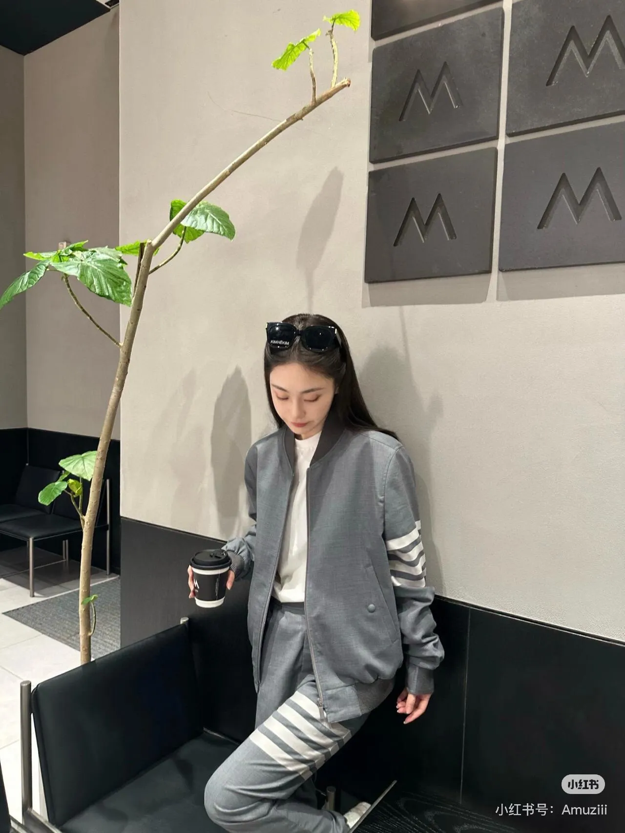 Four-Bar Stripe Cotton Bomber Jacket D22513838 — view 7