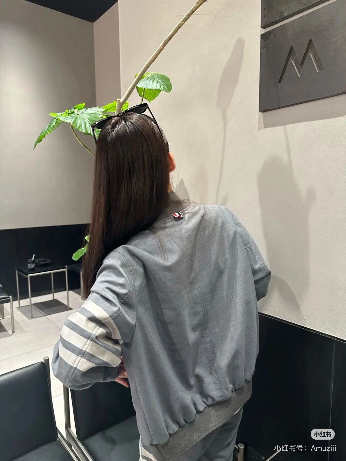 Four-Bar Stripe Cotton Bomber Jacket D22513838 — view 10