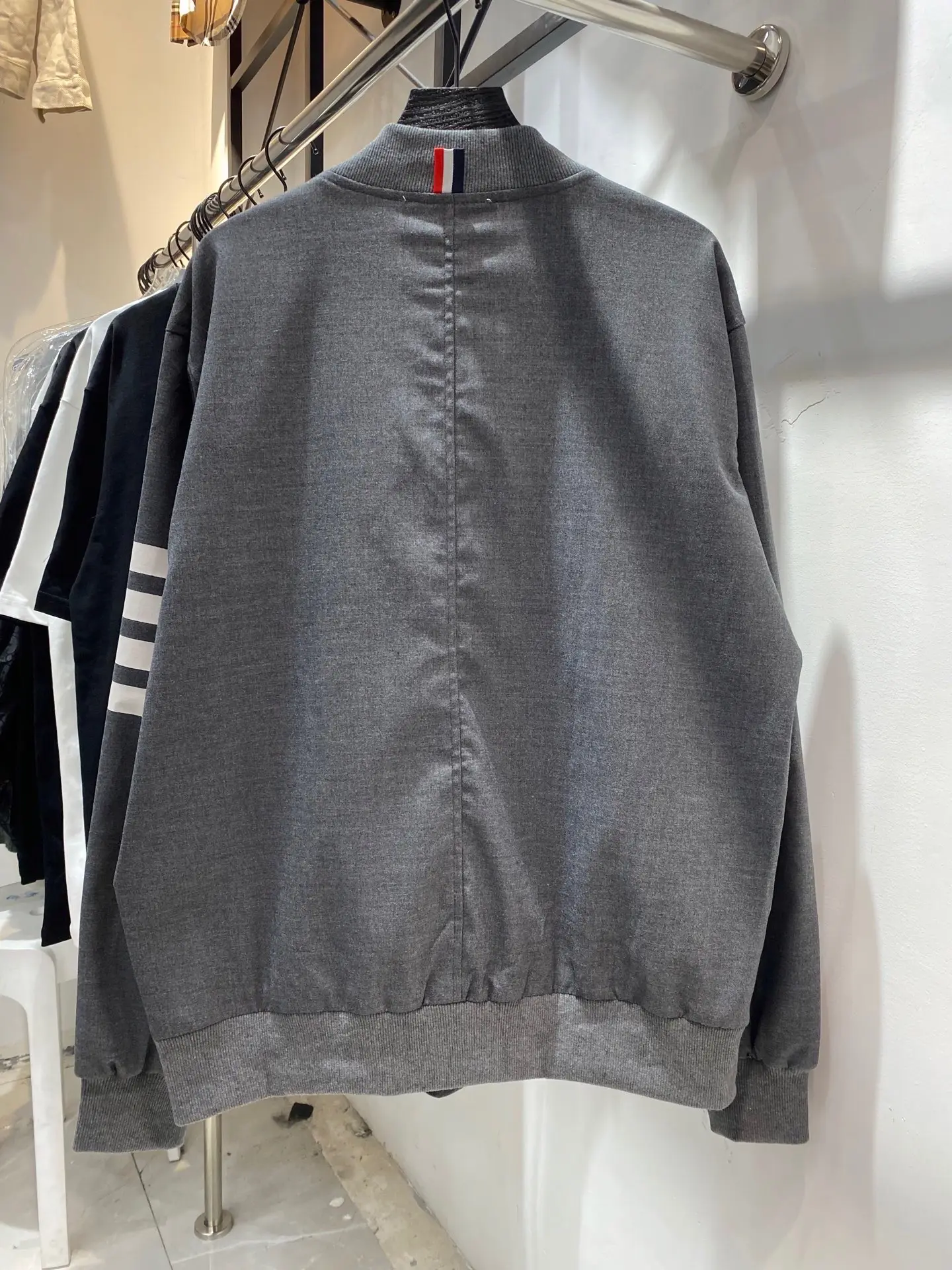 Four-Bar Stripe Cotton Bomber Jacket D22513838 — view 13