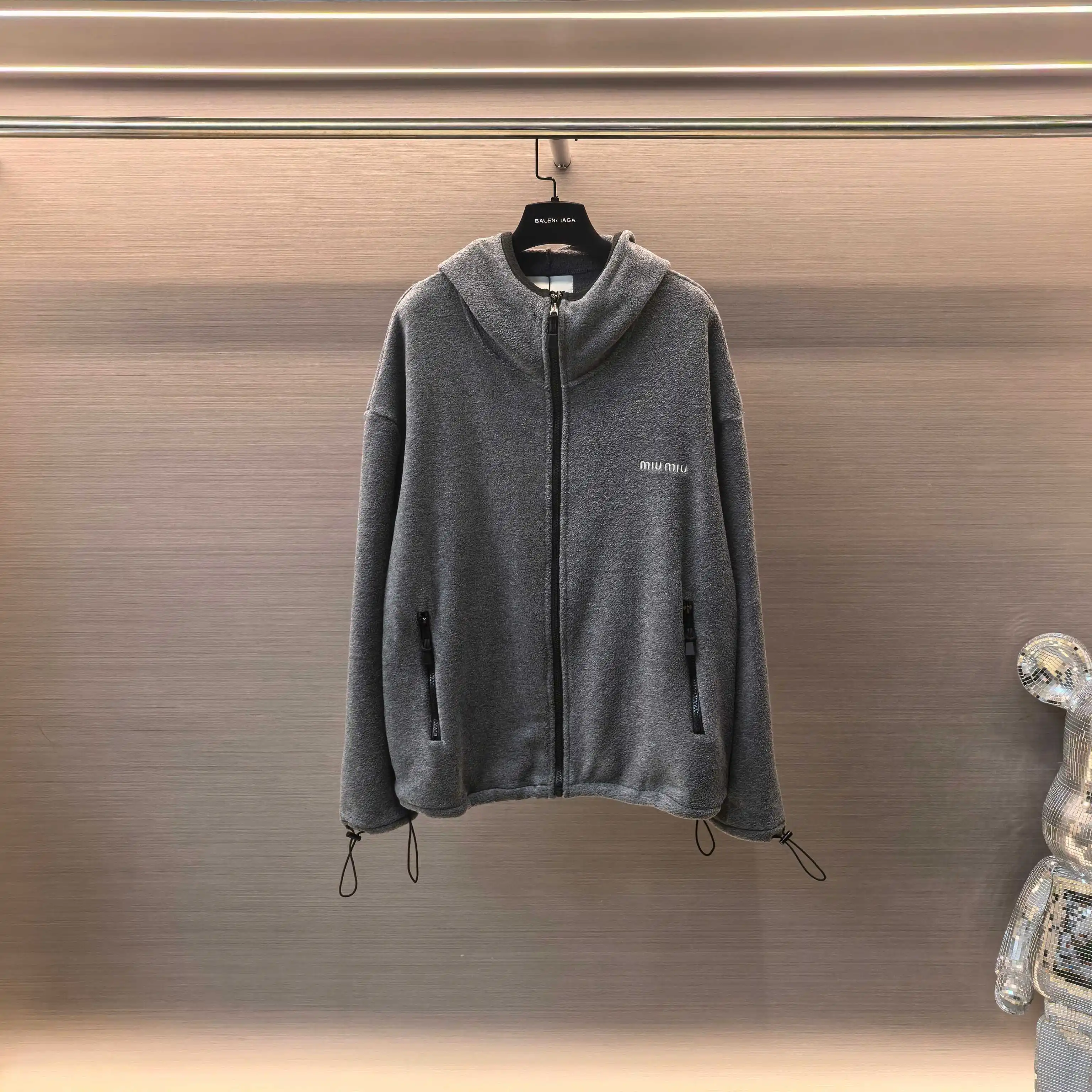 Logo-Embroidered Fleece Hooded Jacket D23523709 — view 2