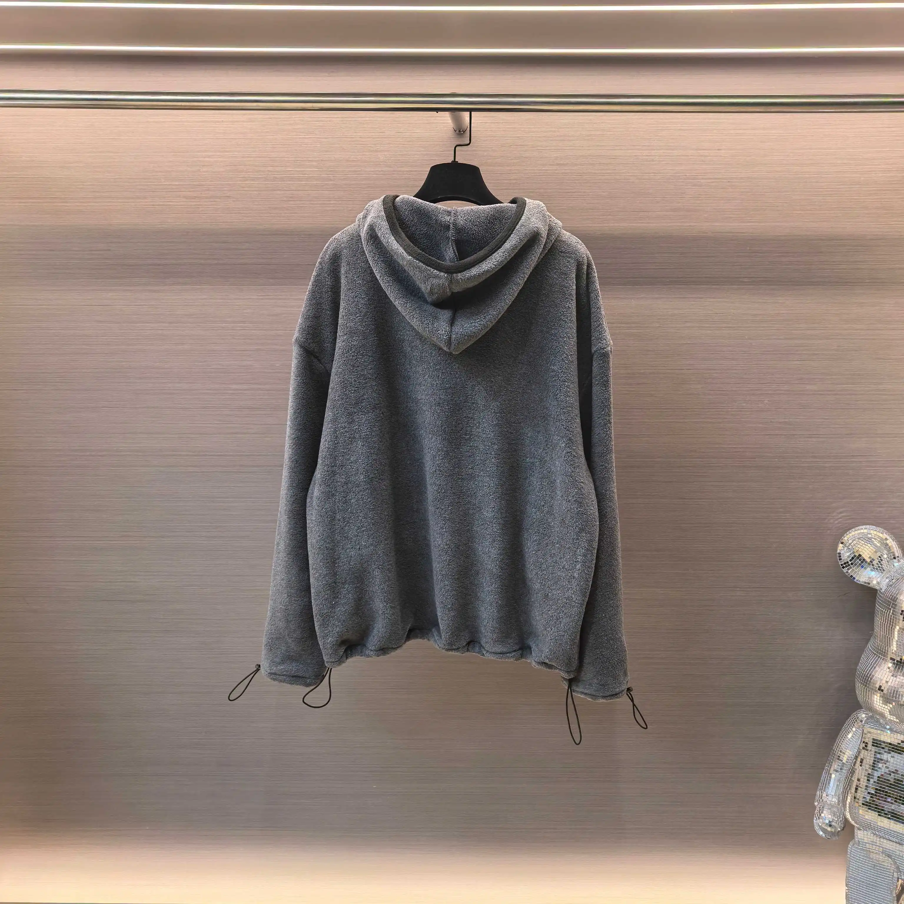 Logo-Embroidered Fleece Hooded Jacket D23523709 — view 3