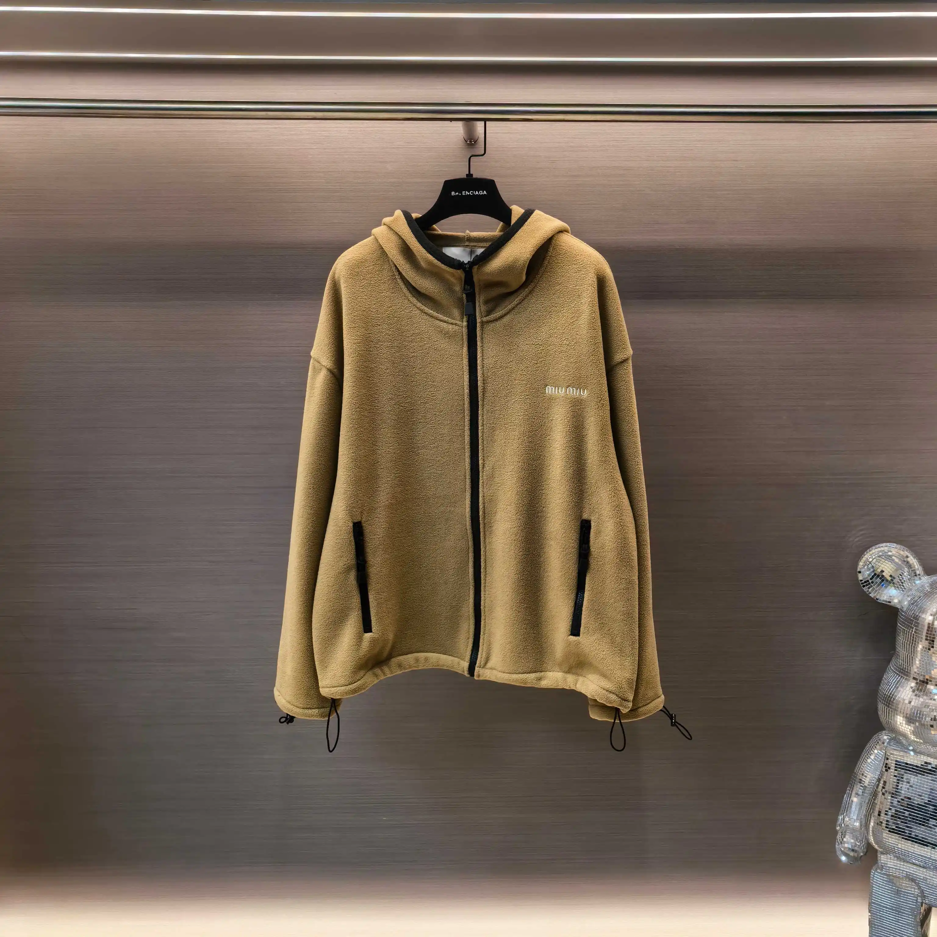 Logo-Embroidered Fleece Hooded Jacket D23523707 — view 2