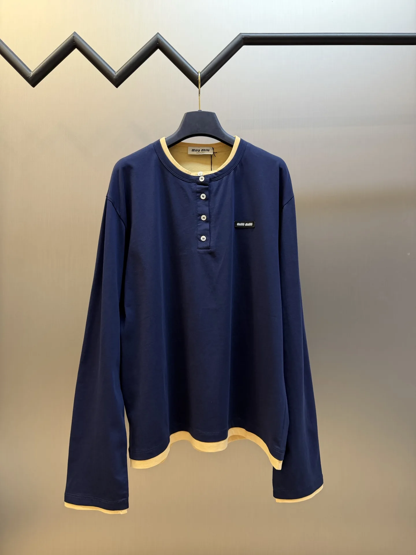 Layered Henley Long-Sleeve T-Shirt D23520446
