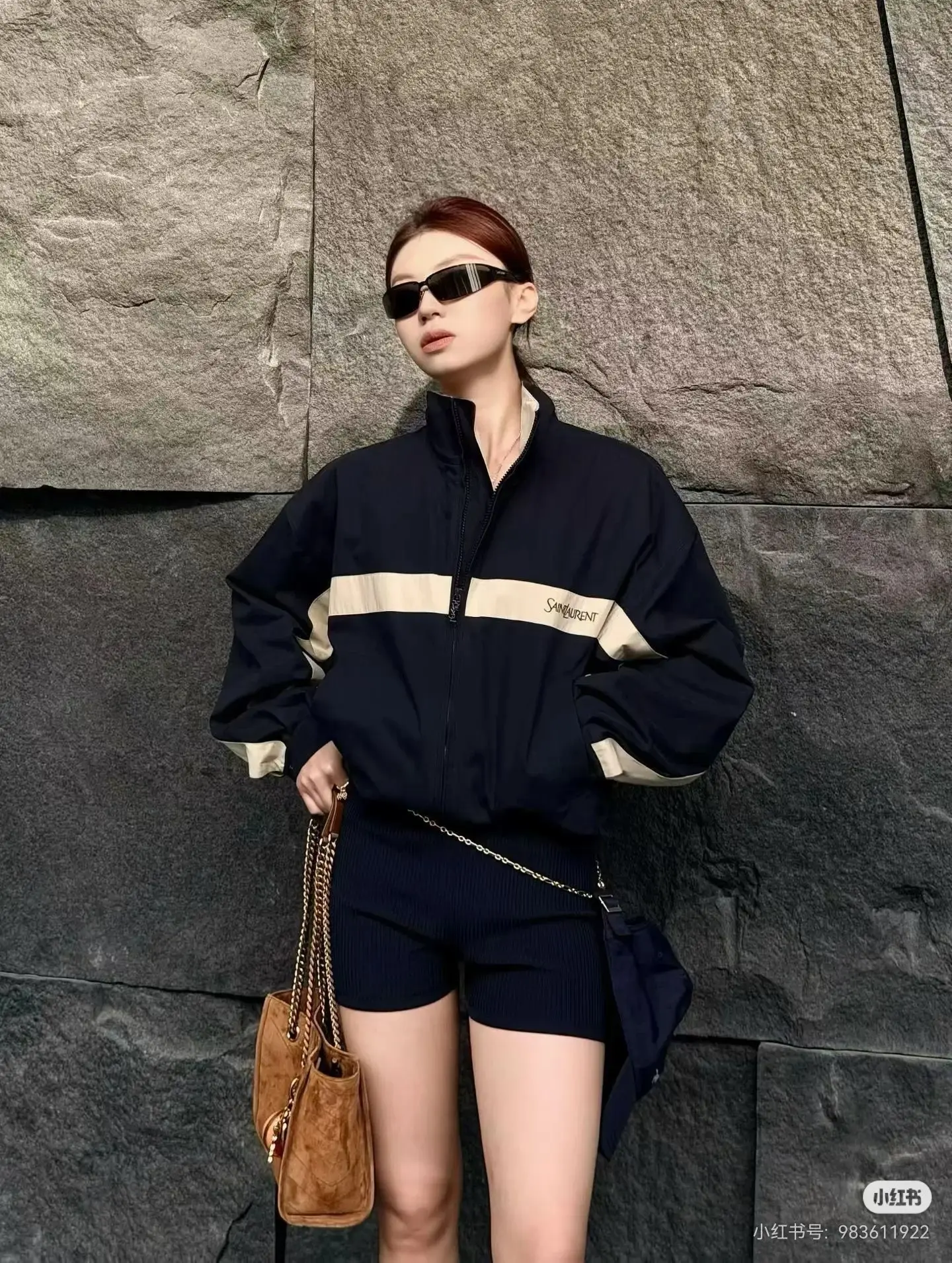 Contrast Stripe Embroidered Track Jacket D23523636