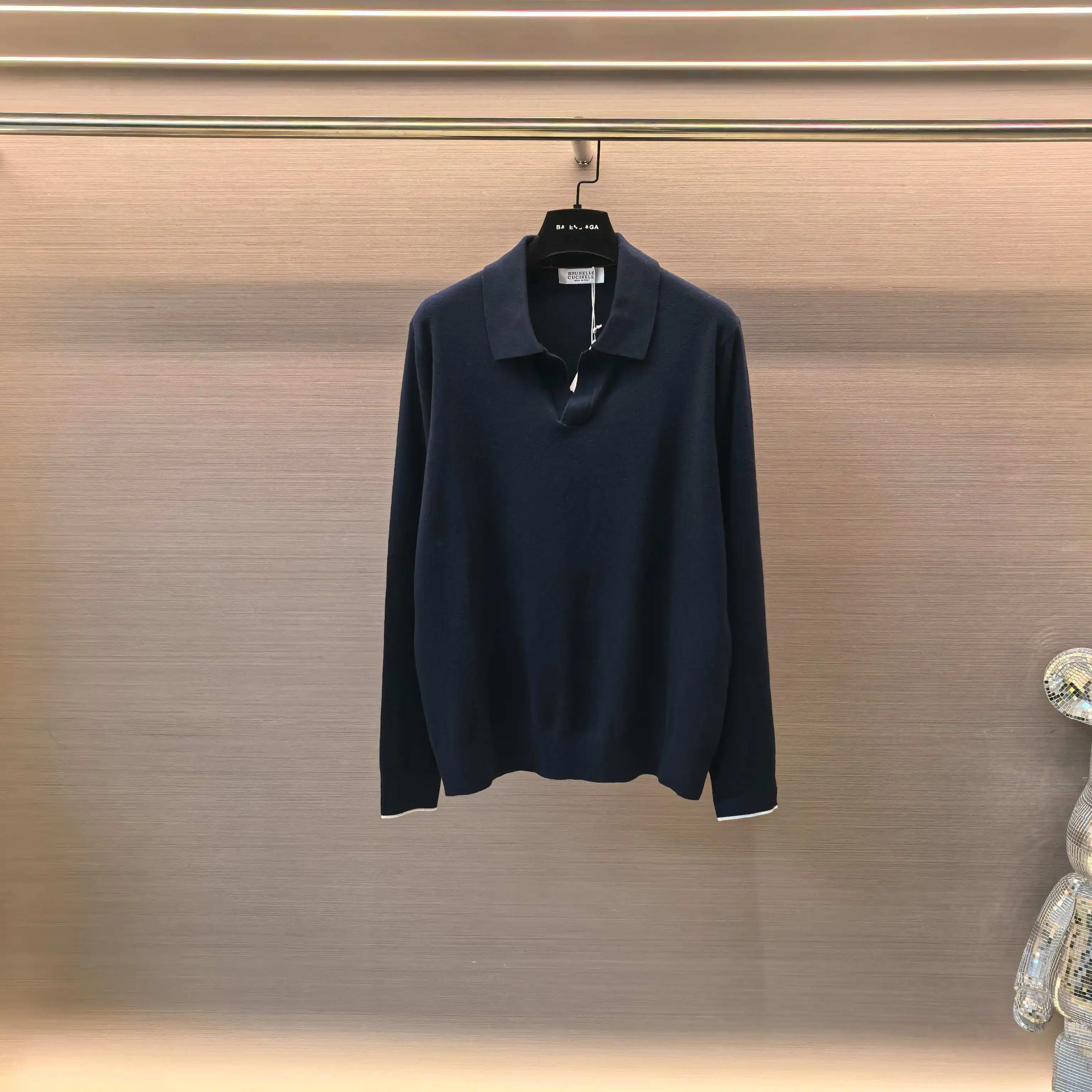 Silk and Wool-Blend Long-Sleeve Knit Polo D25023656 — view 2