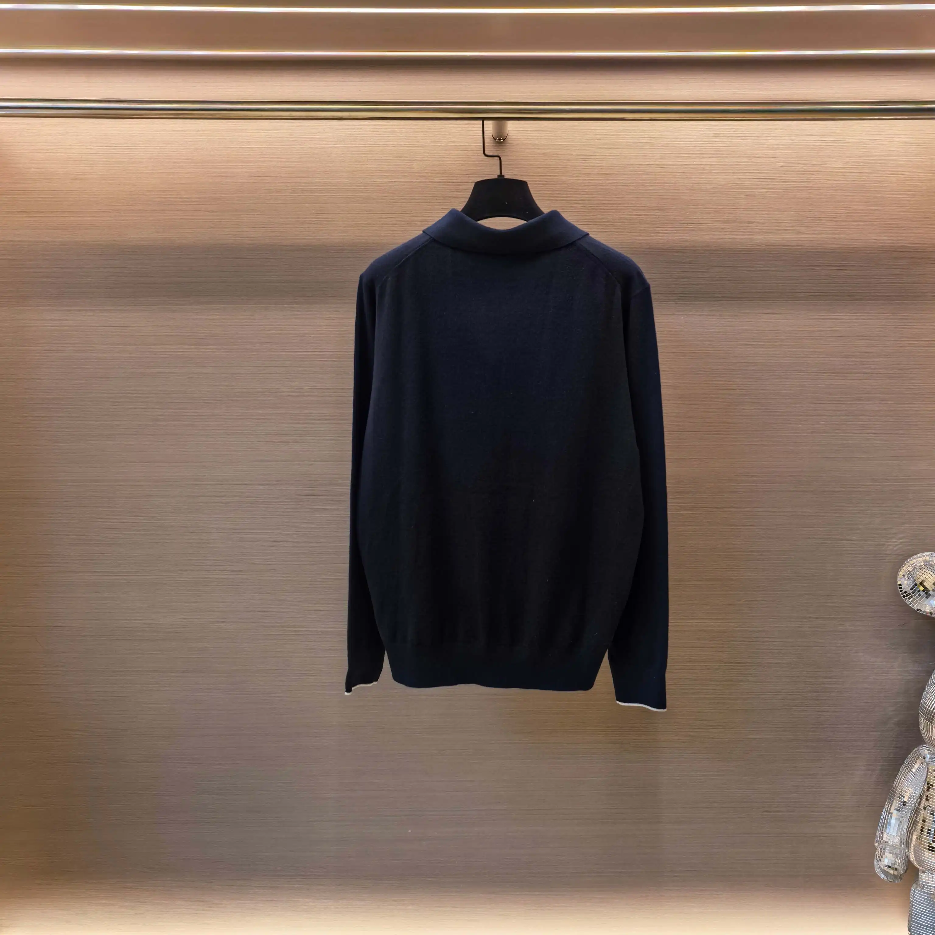 Silk and Wool-Blend Long-Sleeve Knit Polo D25023656 — view 3