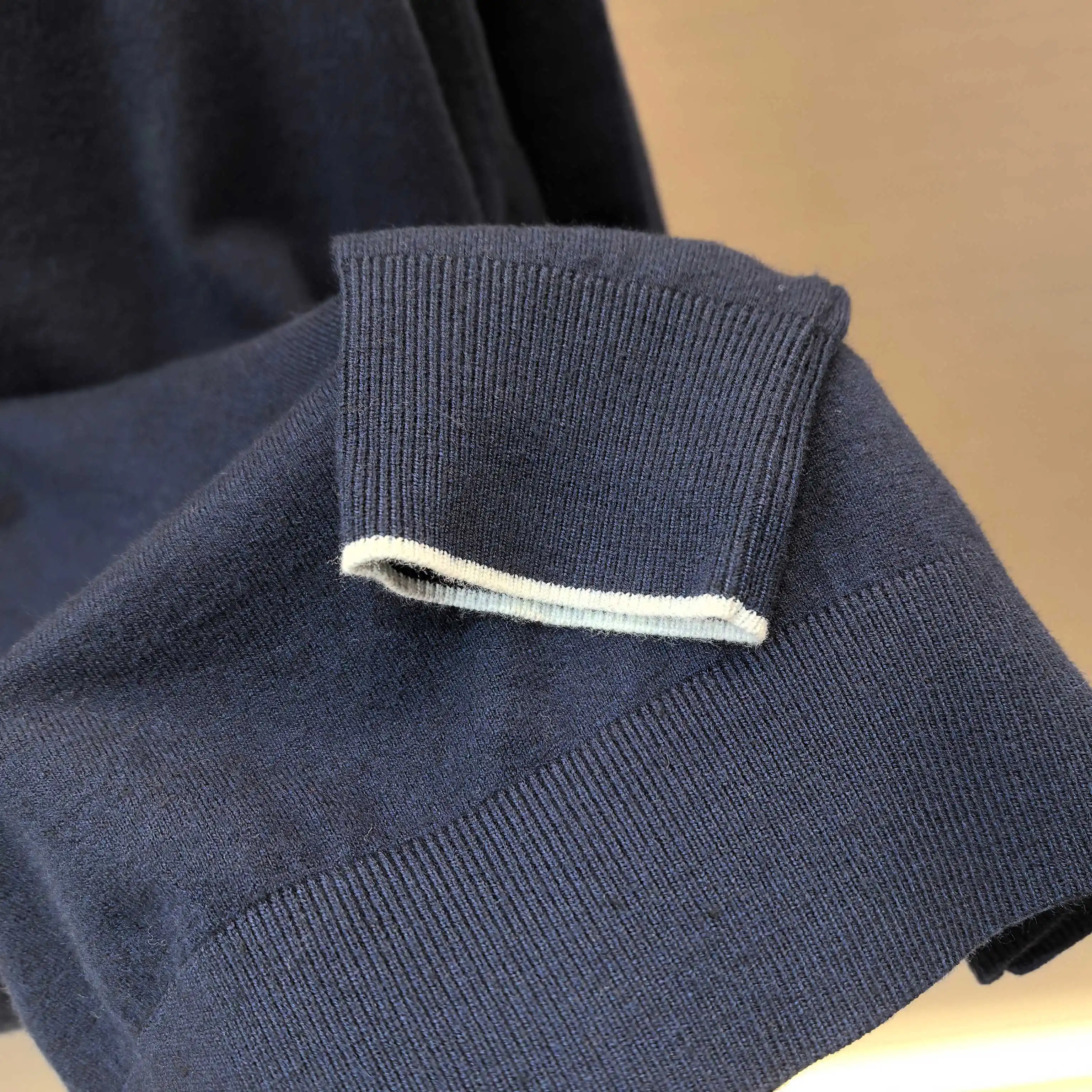 Silk and Wool-Blend Long-Sleeve Knit Polo D25023656 — view 4