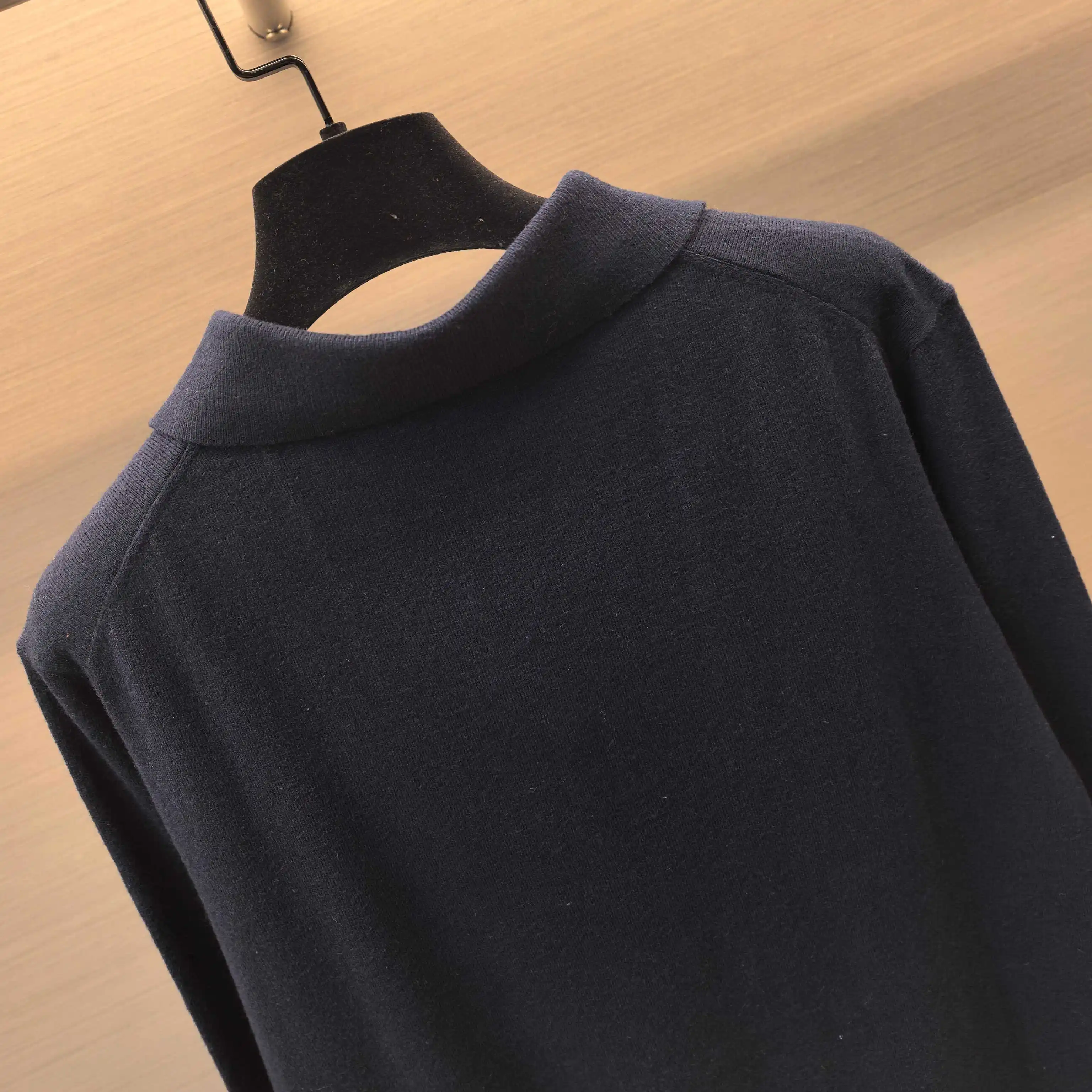 Silk and Wool-Blend Long-Sleeve Knit Polo D25023656 — view 7