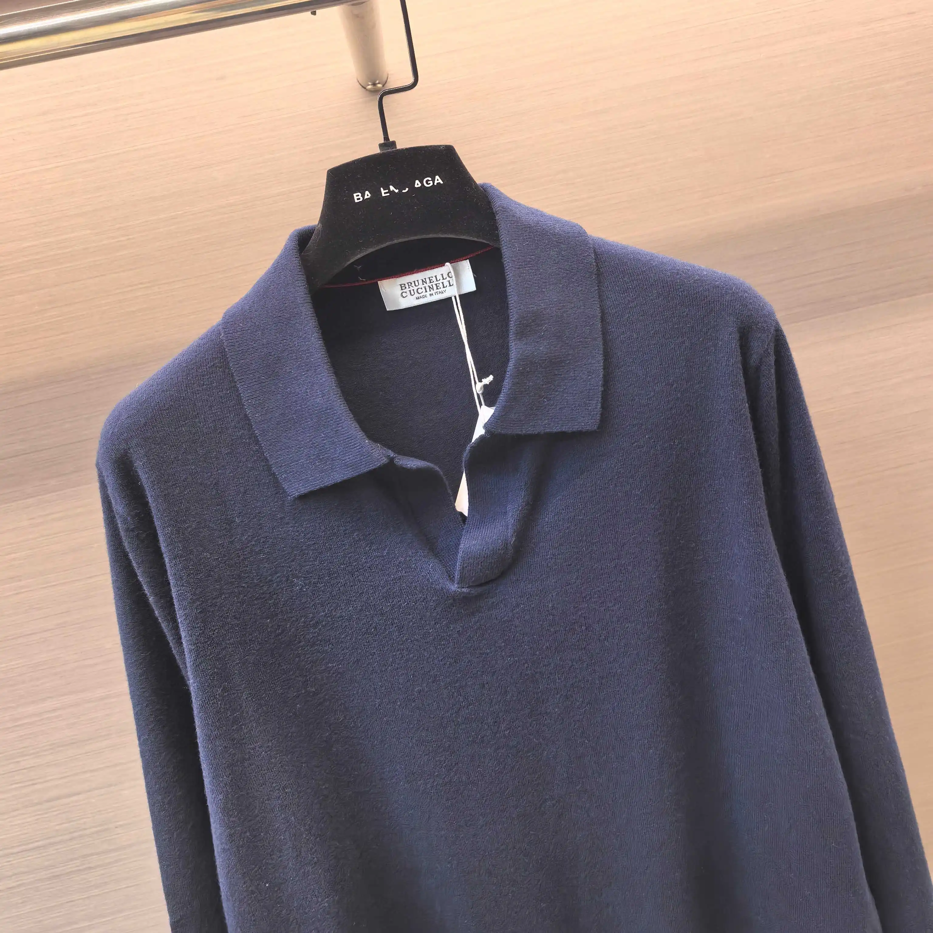Silk and Wool-Blend Long-Sleeve Knit Polo D25023656 — view 8