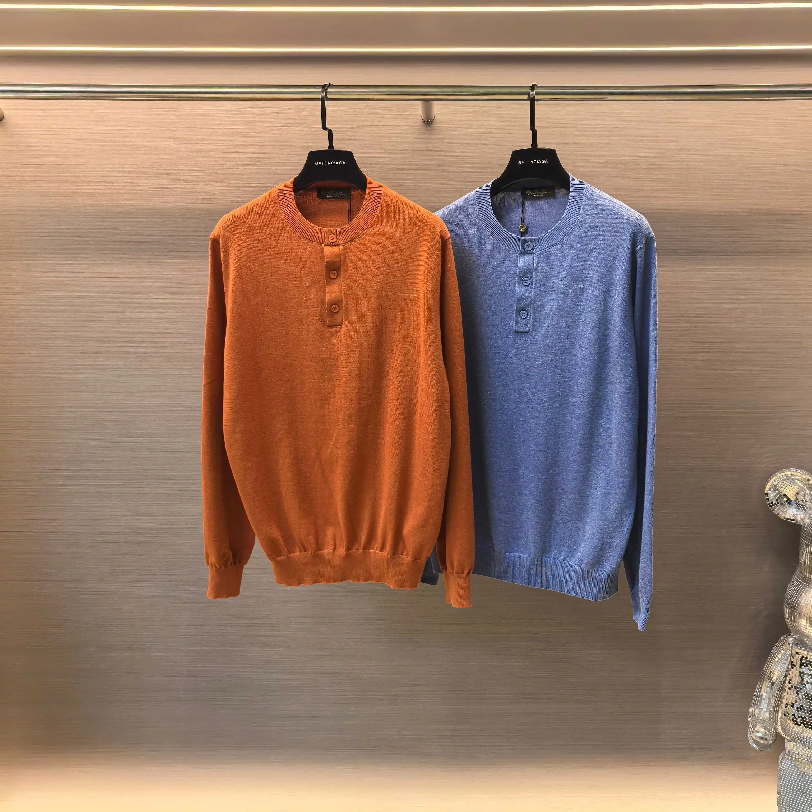 Henley Neck Melange Knit Sweater D25023653