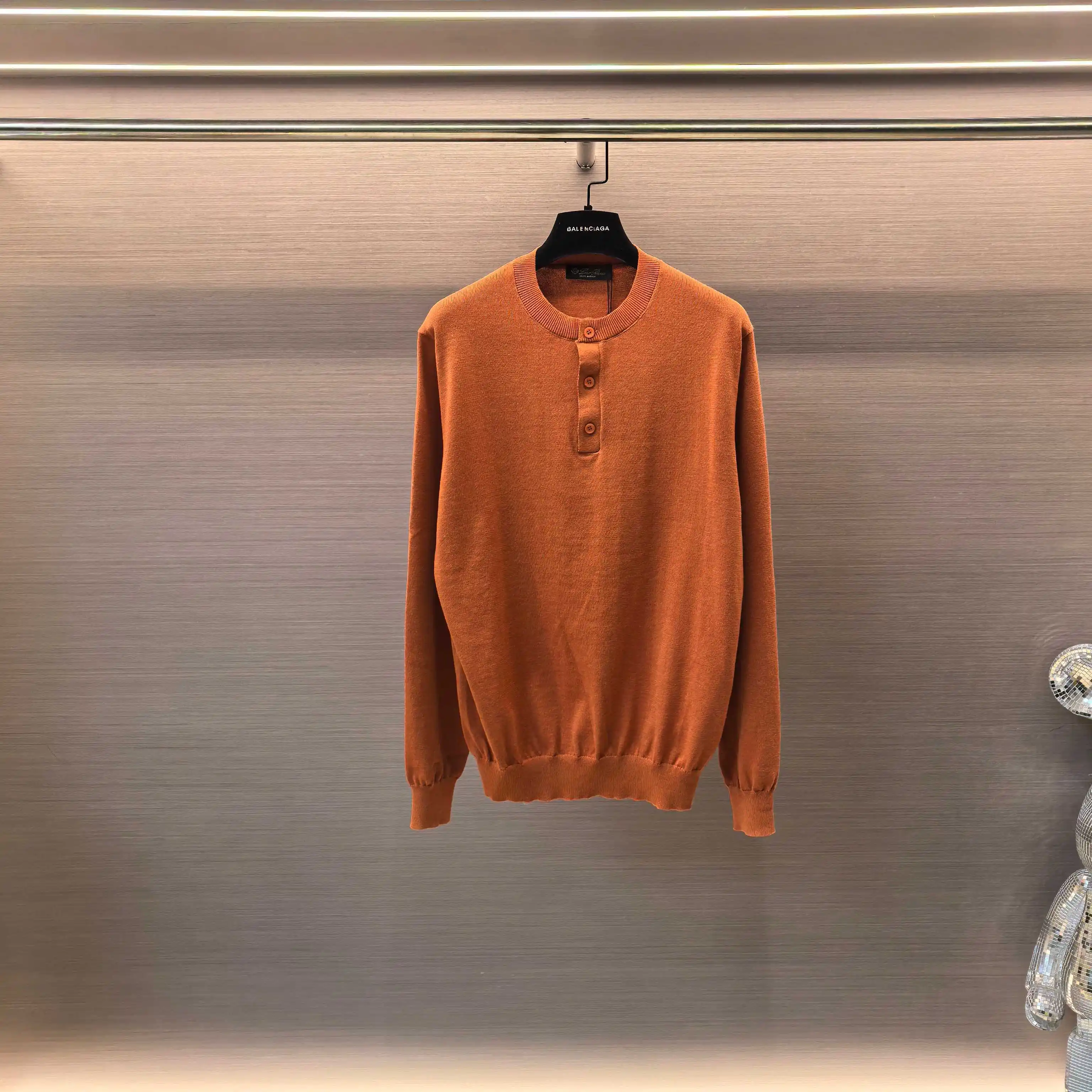 Henley Neck Melange Knit Sweater D25023653 — view 2