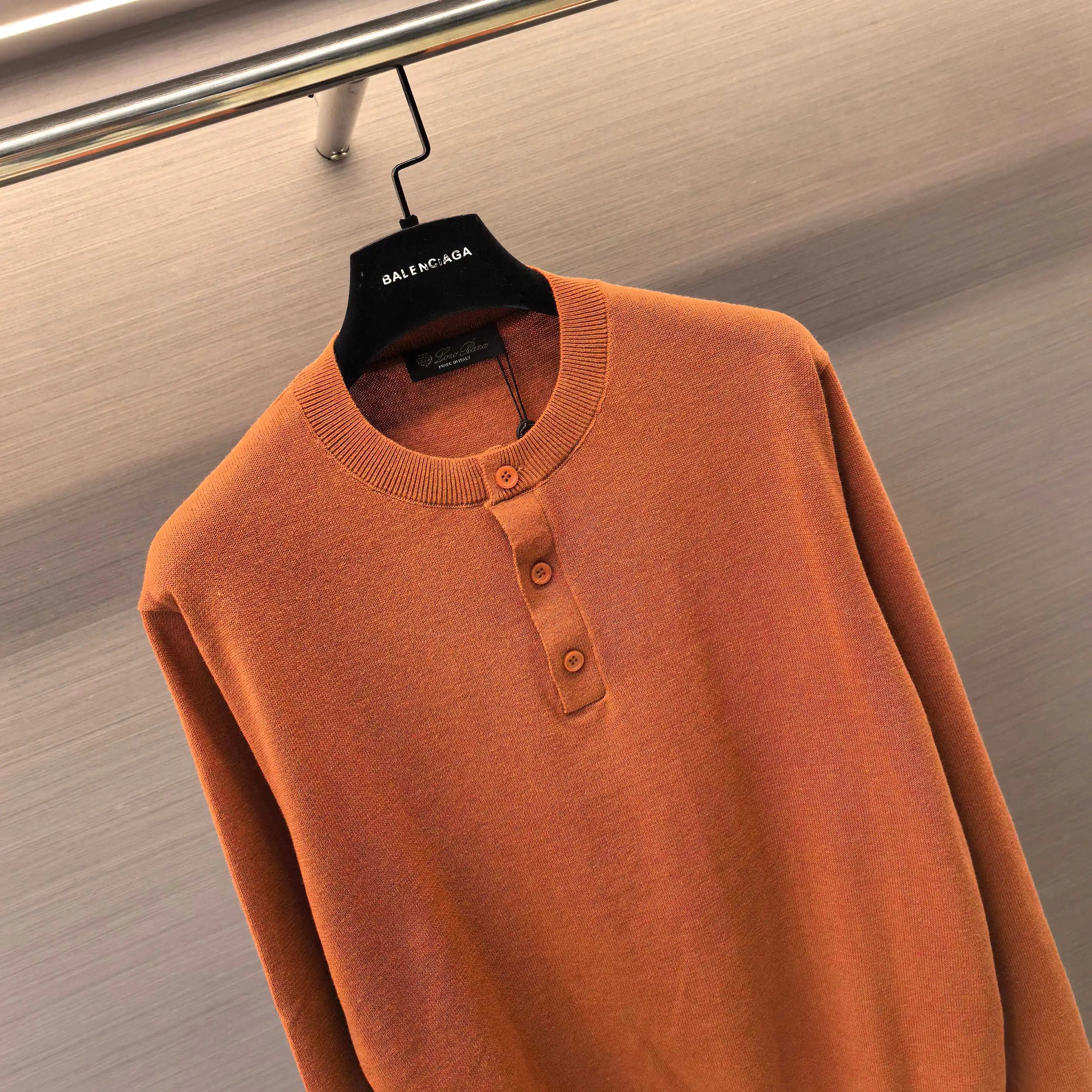 Henley Neck Melange Knit Sweater D25023653 — view 4
