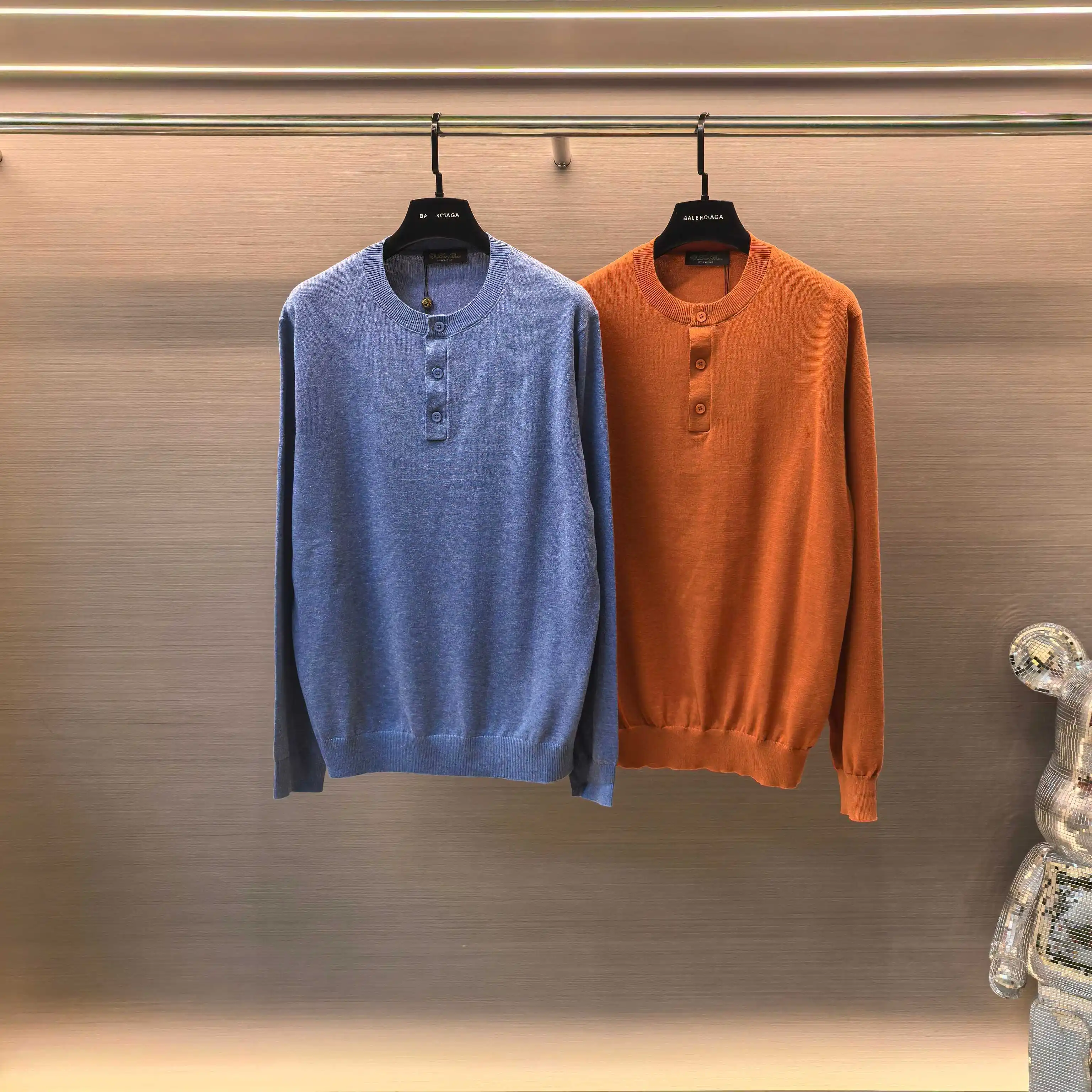 Marl Knit Henley Neck Sweater D25023652
