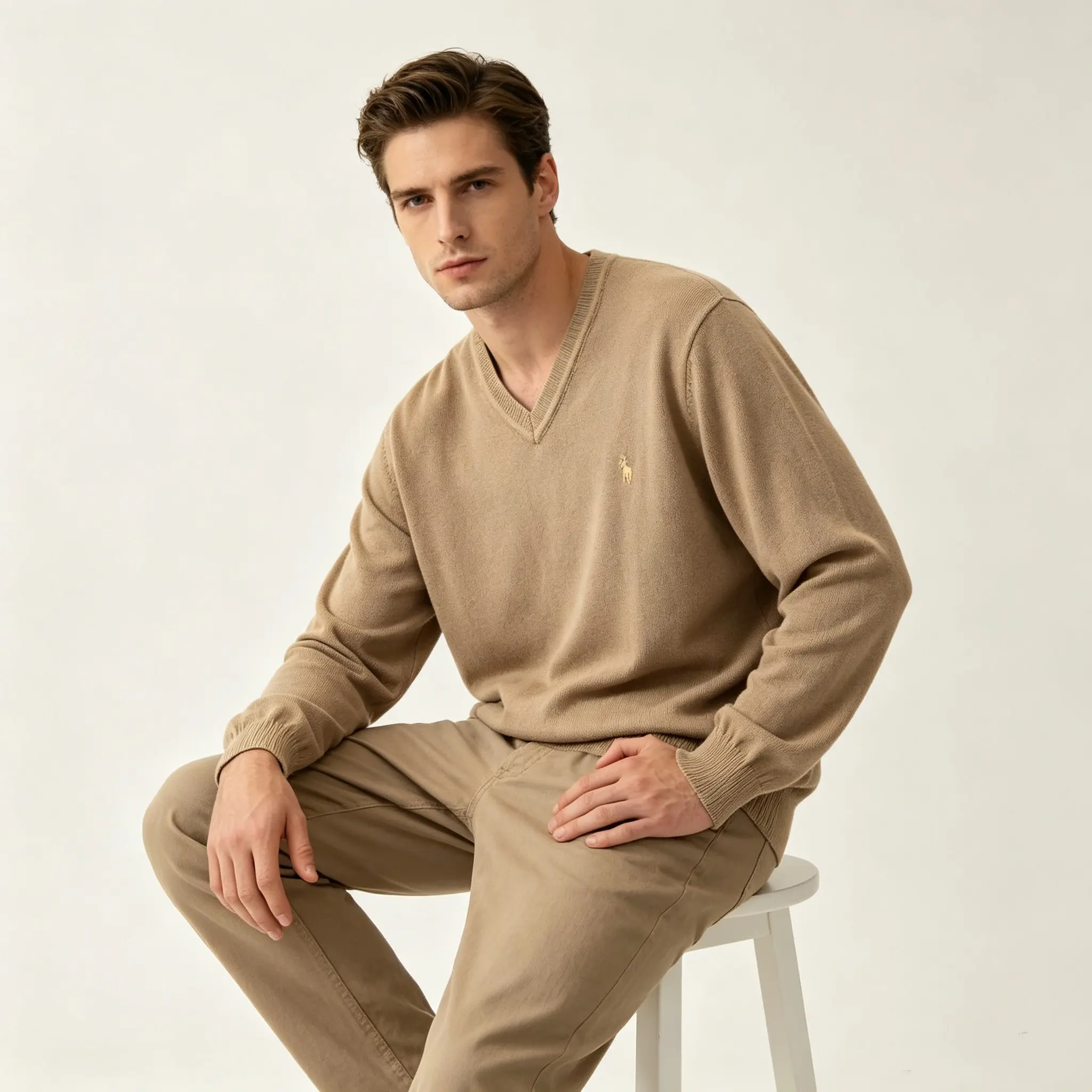 Polo Pony V-Neck Cotton Knit Sweater D25023682