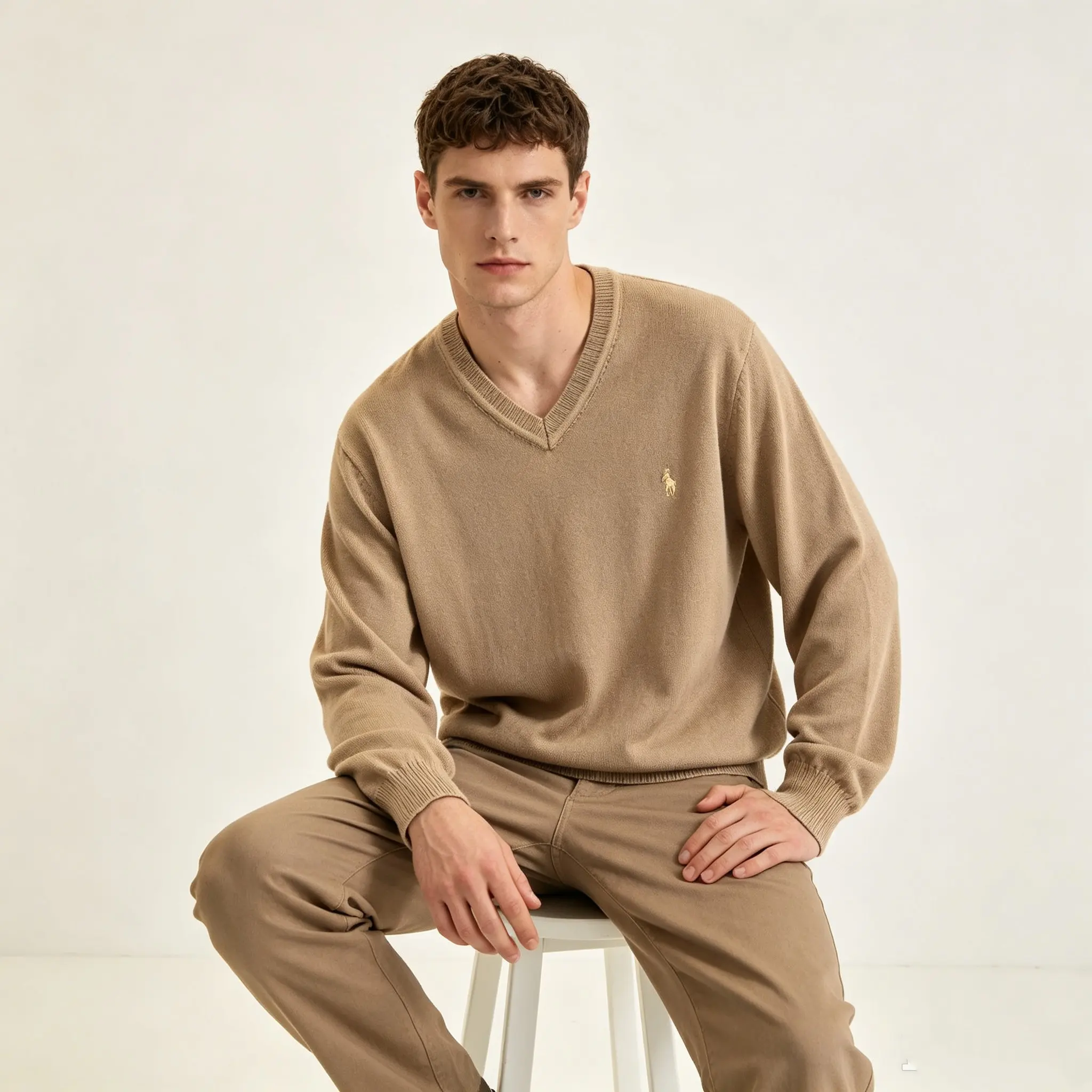 Polo Pony V-Neck Cotton Knit Sweater D25023682 — view 2