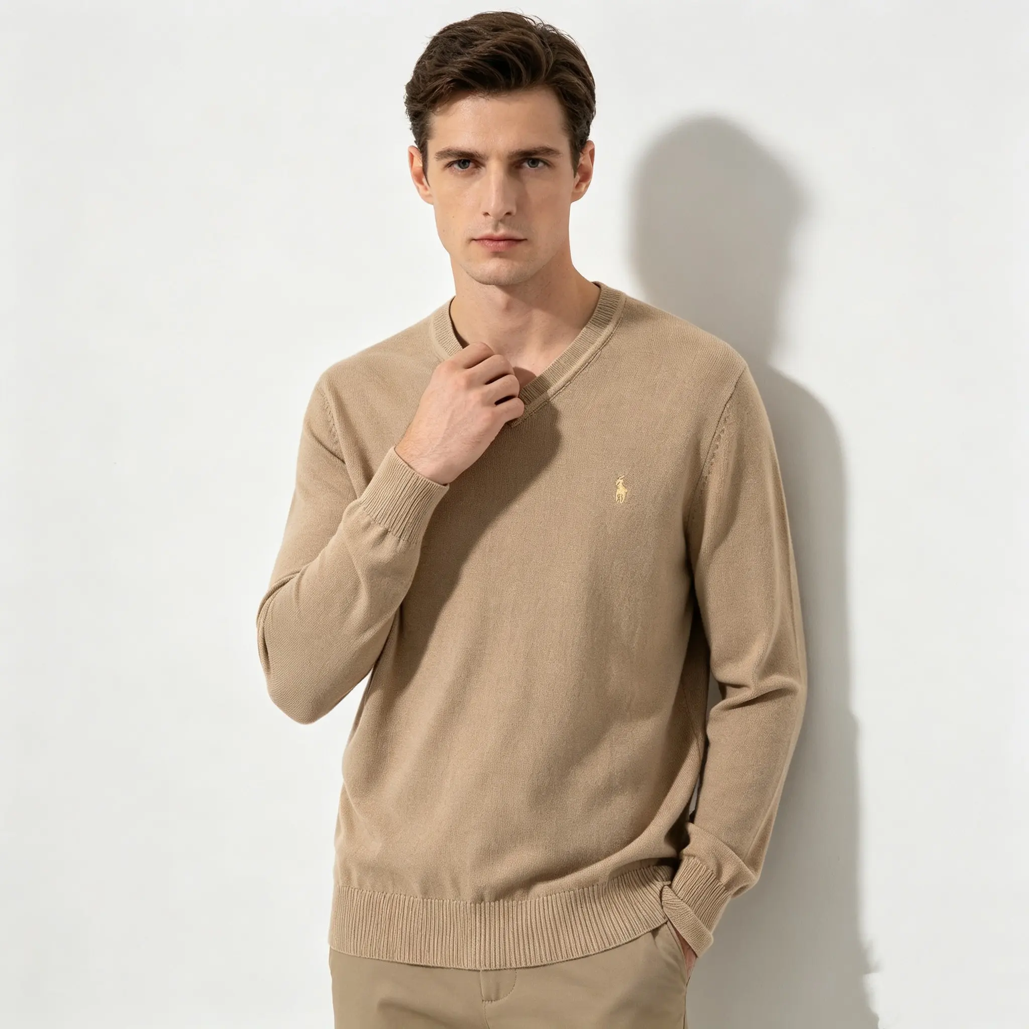 Polo Pony V-Neck Cotton Knit Sweater D25023682 — view 3