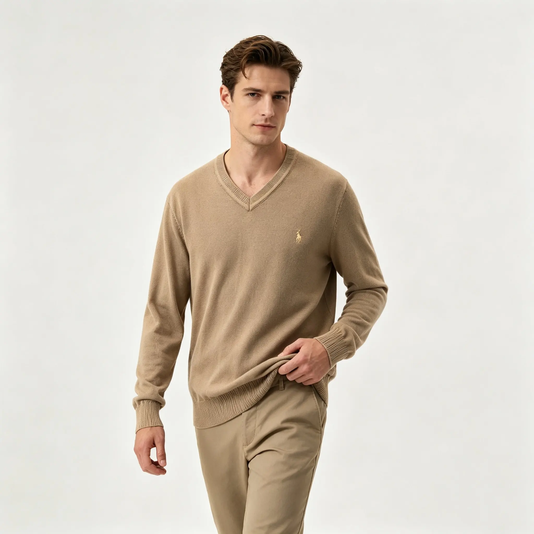 Polo Pony V-Neck Cotton Knit Sweater D25023682 — view 4