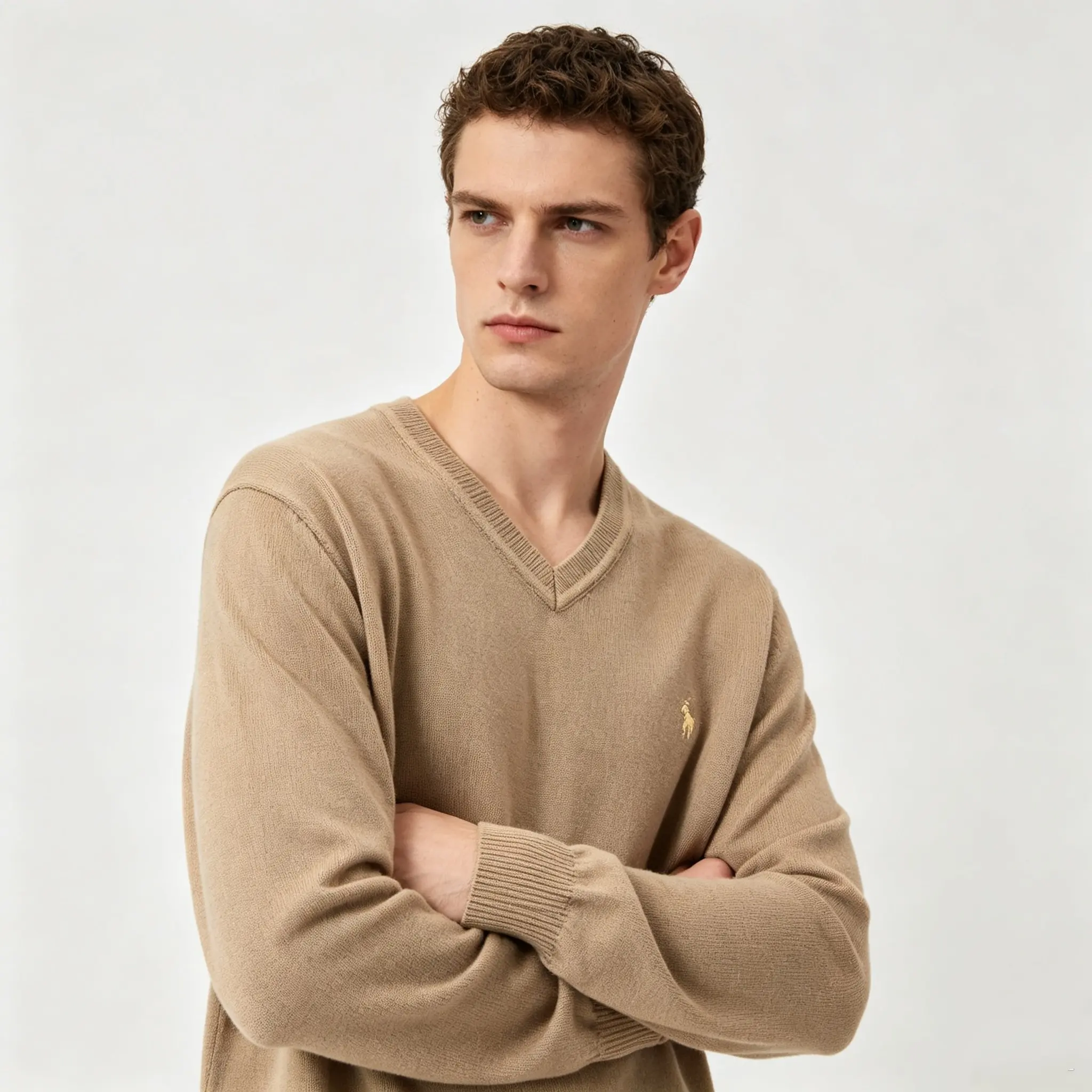 Polo Pony V-Neck Cotton Knit Sweater D25023682 — view 5