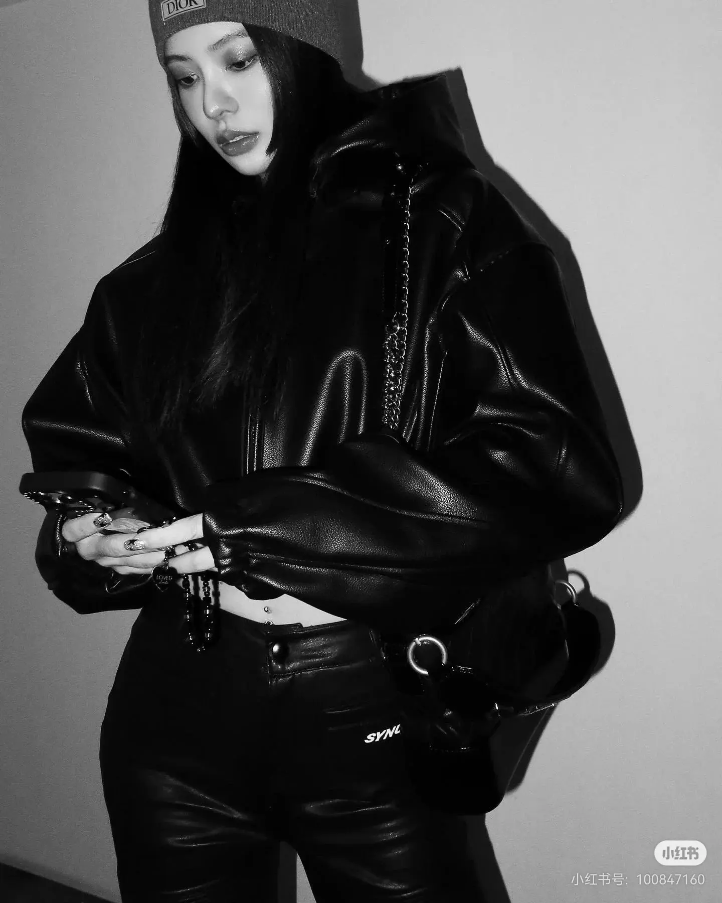 Faux Leather Biker Jacket with Elasticated Waist D25023772 — view 4