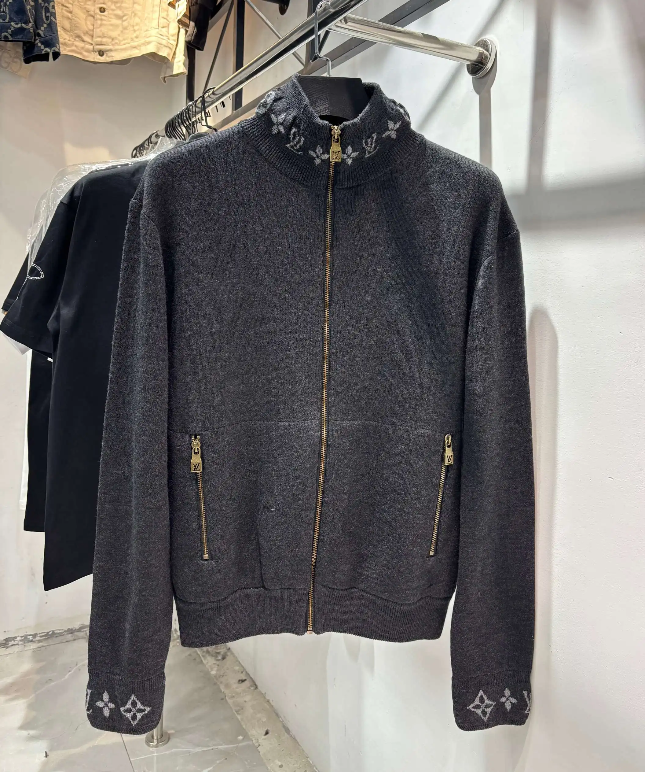 Monogram Jacquard Wool Zip-Up Cardigan D25513868 — view 7