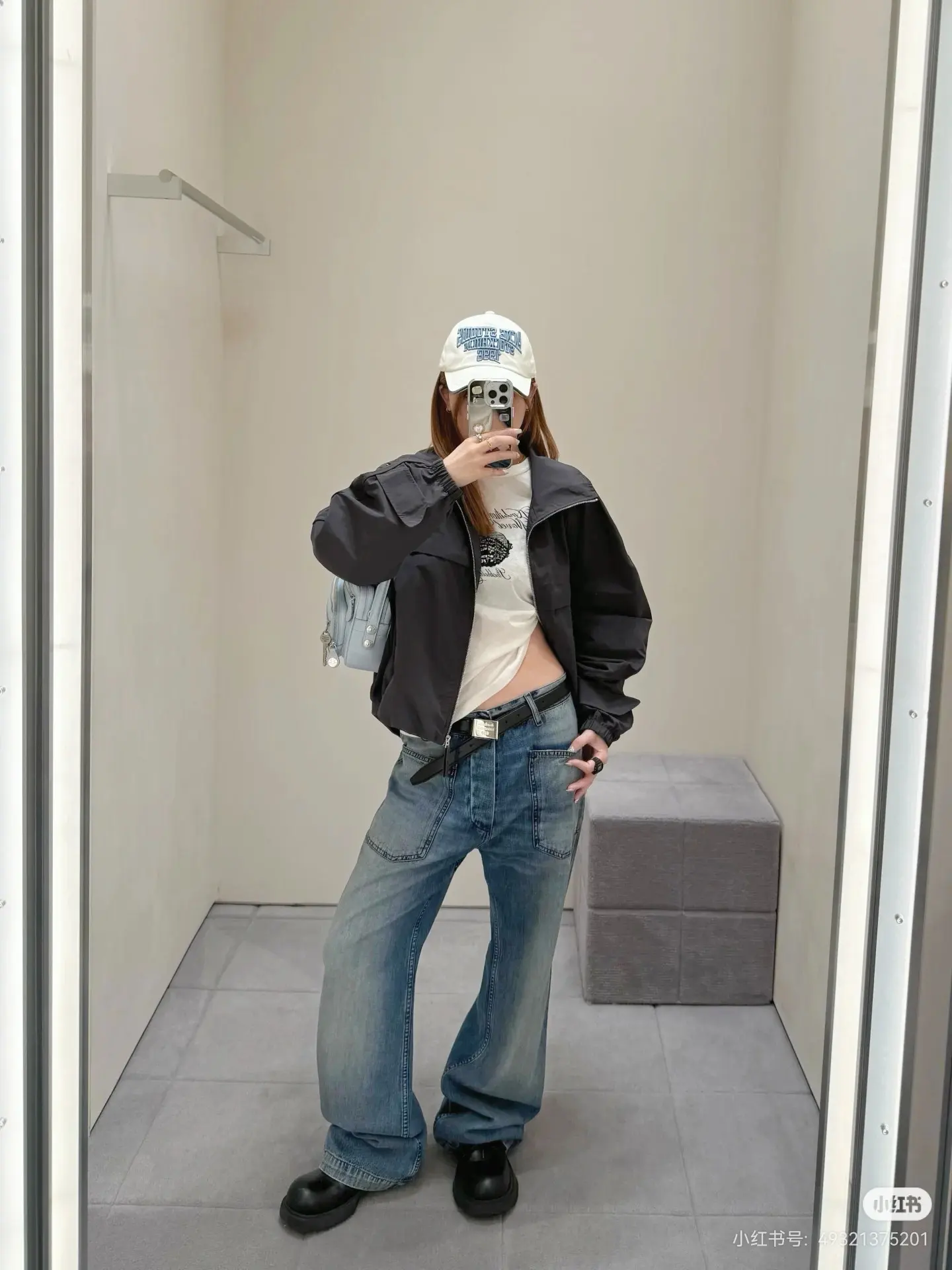 Crinkled Nylon Zip-Up Jacket D25523777 — view 5