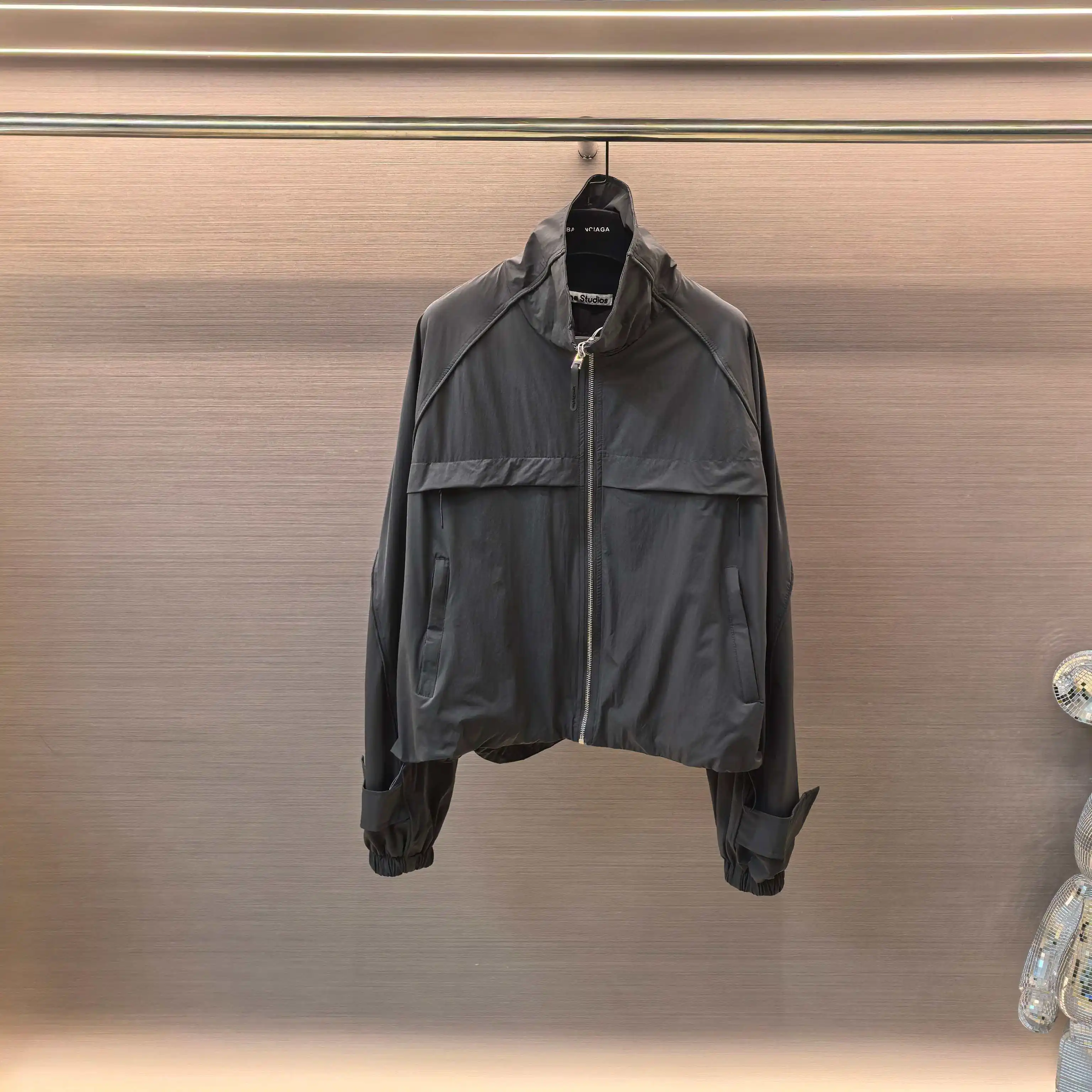 Crinkled Nylon Zip-Up Jacket D25523776
