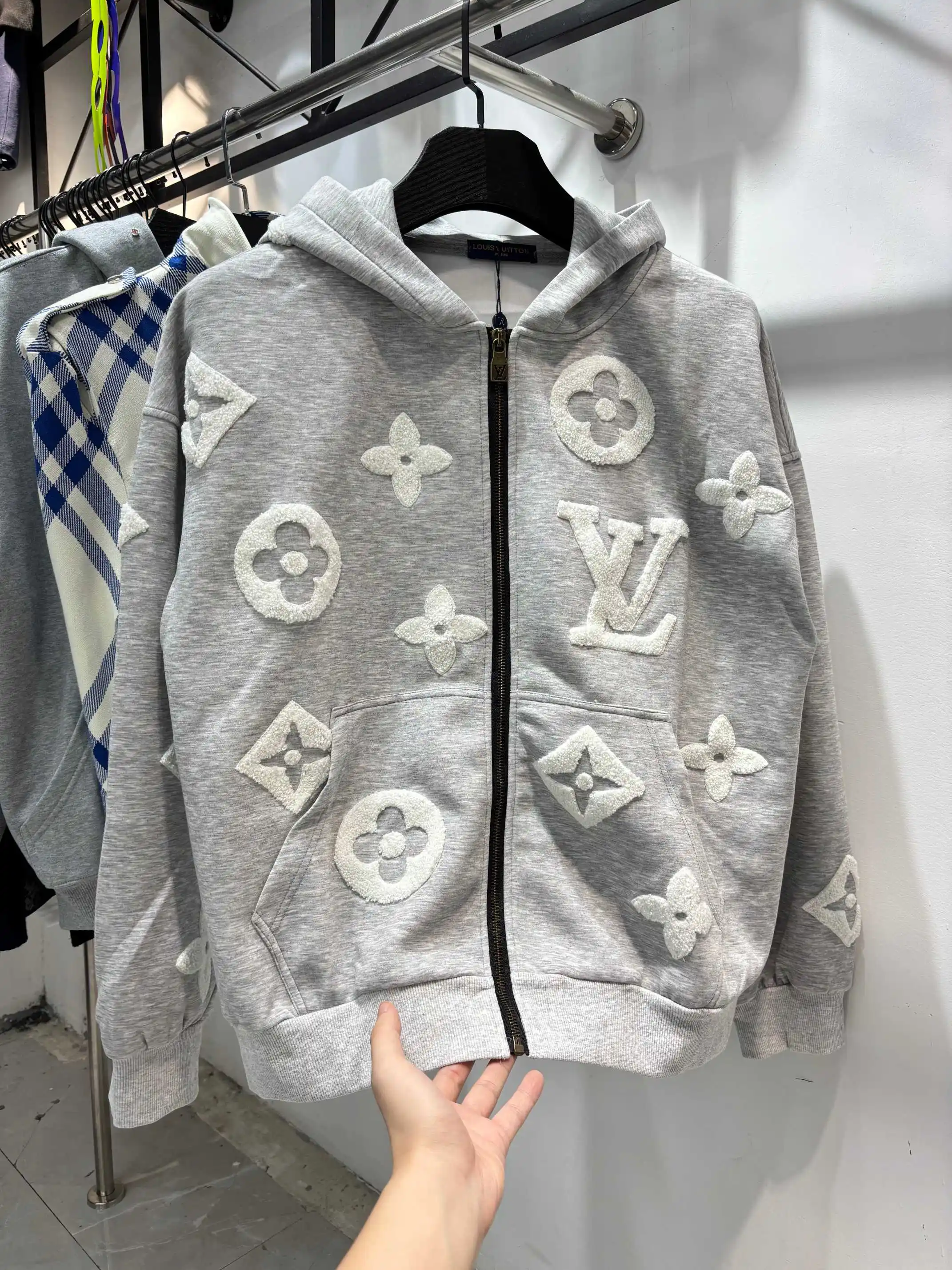 Monogram Towel Embroidery Zip-Up Hoodie D25513866
