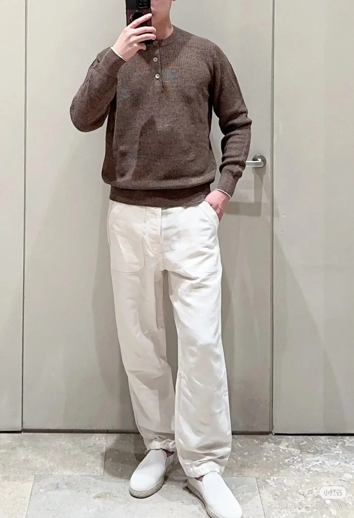 Marl-Knit Henley Neck Sweater D26023701 — view 4
