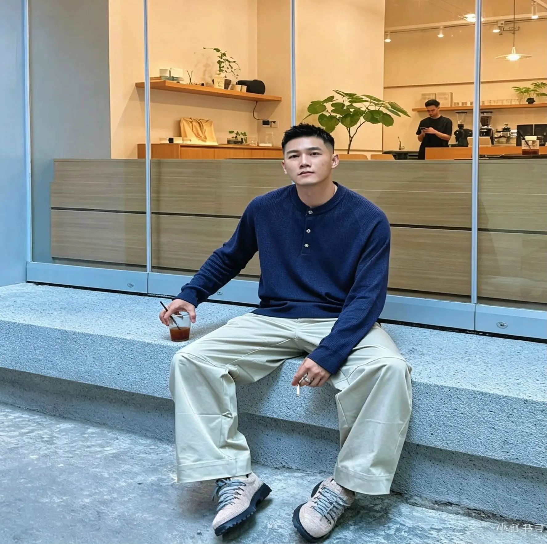 Marl-Knit Henley Neck Sweater D26023701 — view 9