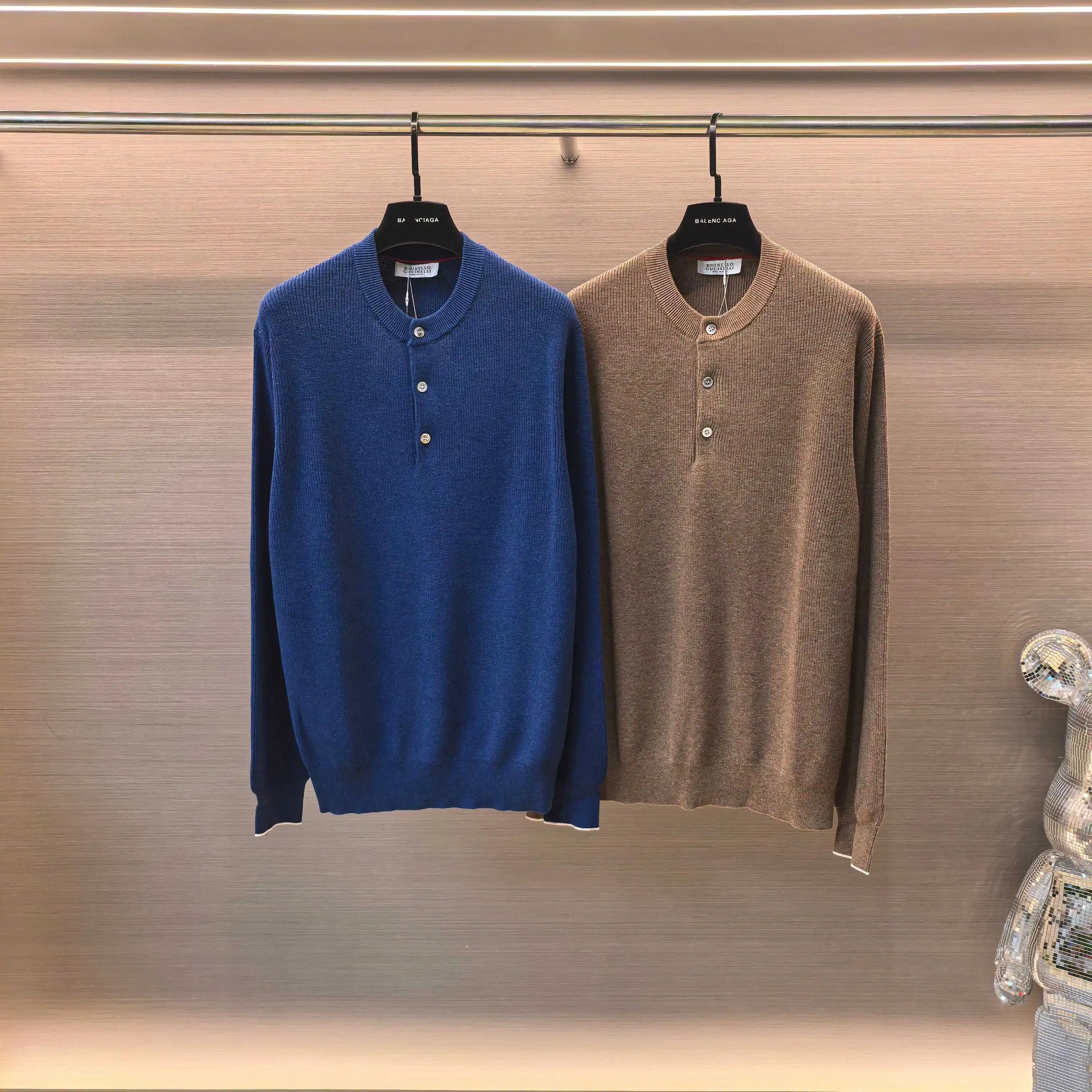 Marl-Knit Henley Neck Sweater D26023700