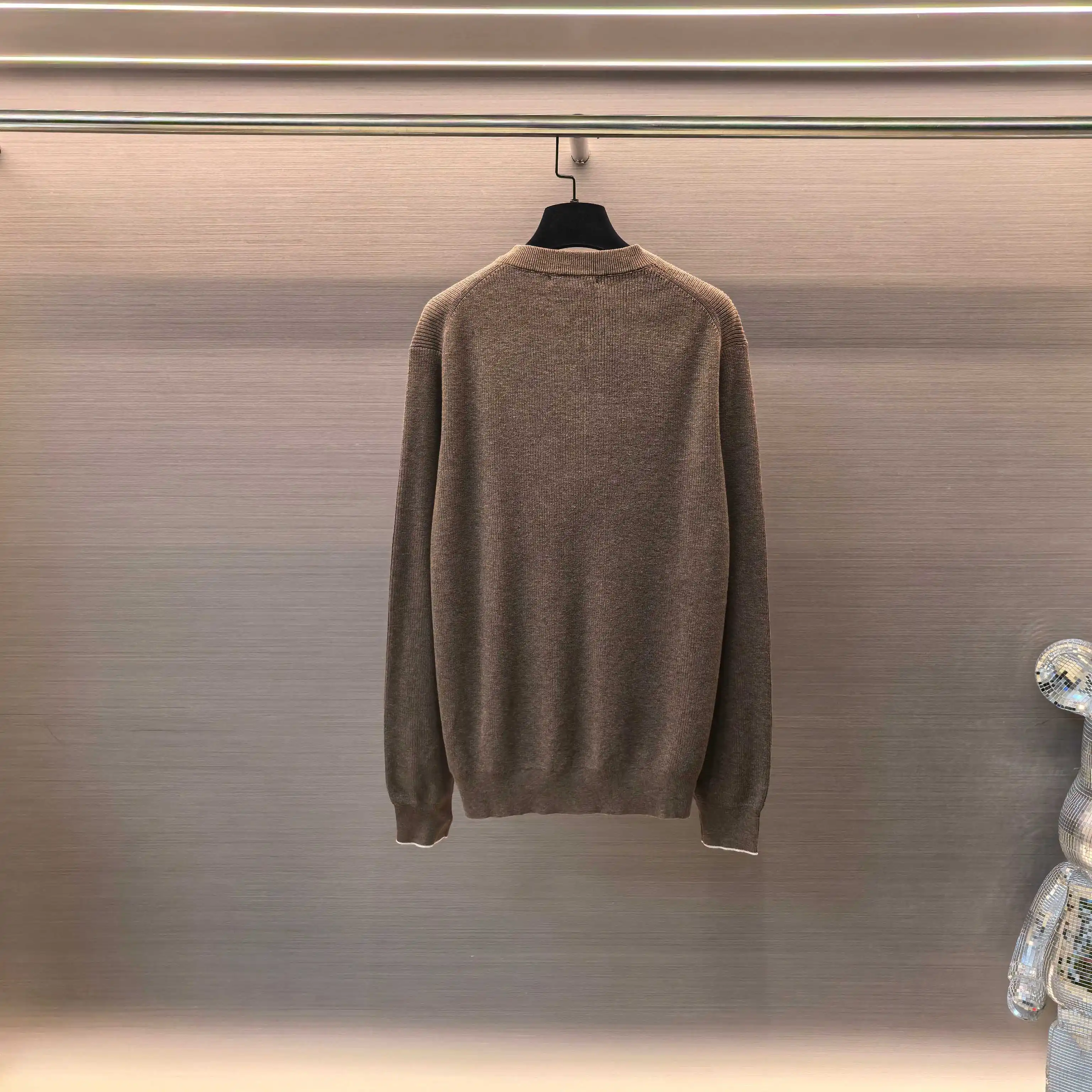 Henley Neck Melange Knit Sweater D26023699 — view 3