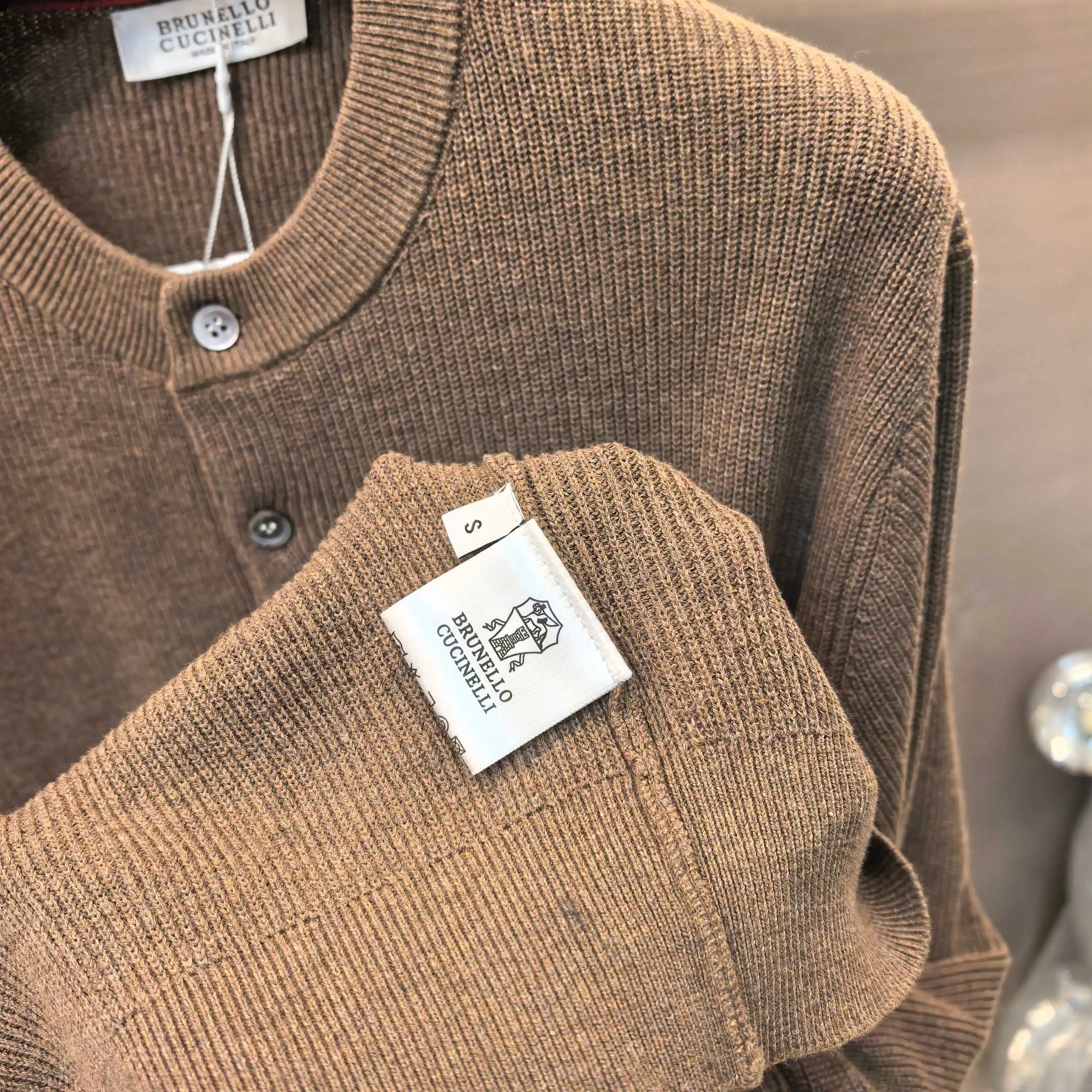 Henley Neck Melange Knit Sweater D26023699 — view 6