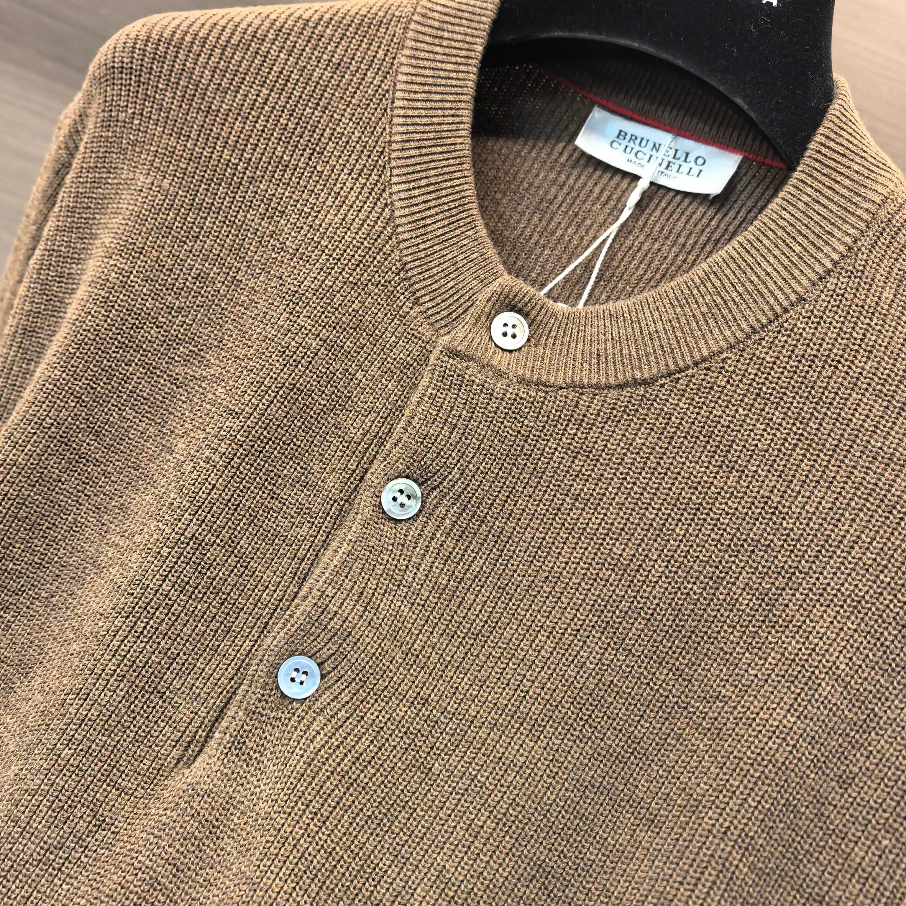 Henley Neck Melange Knit Sweater D26023699 — view 8