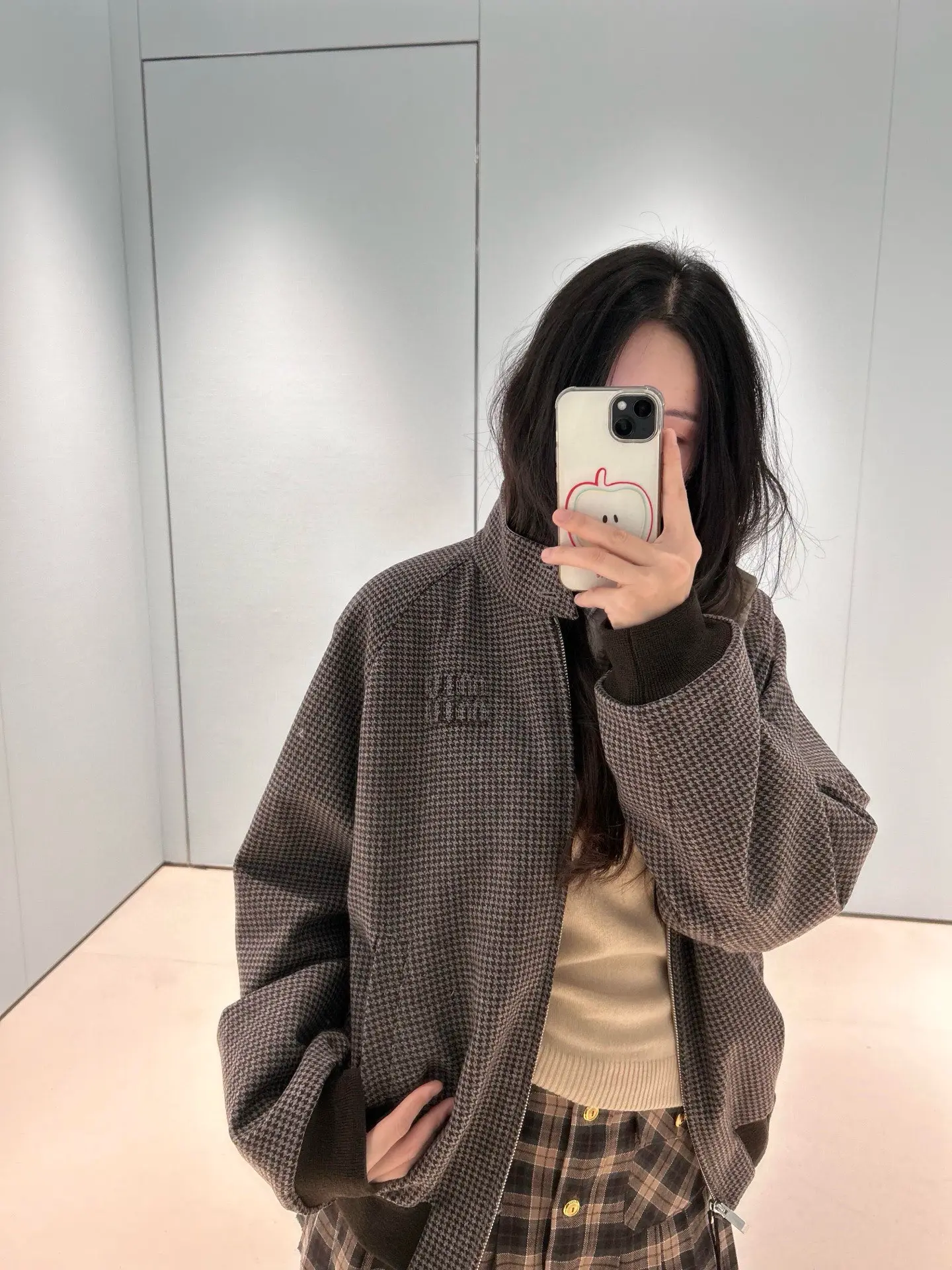 Reversible Houndstooth Cashmere Jacket D27023852
