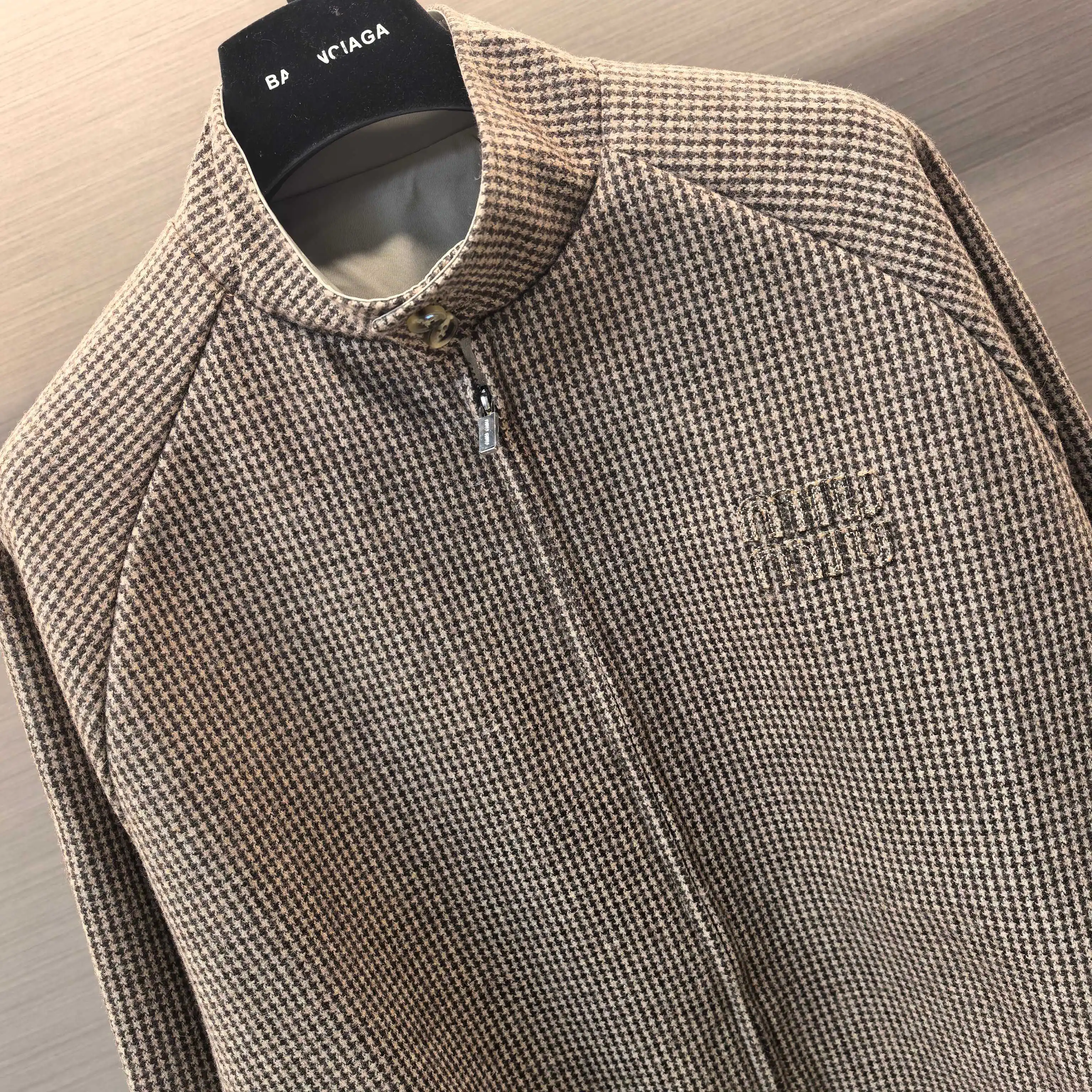 Reversible Houndstooth Cashmere Harrington Jacket D27023849 — view 5