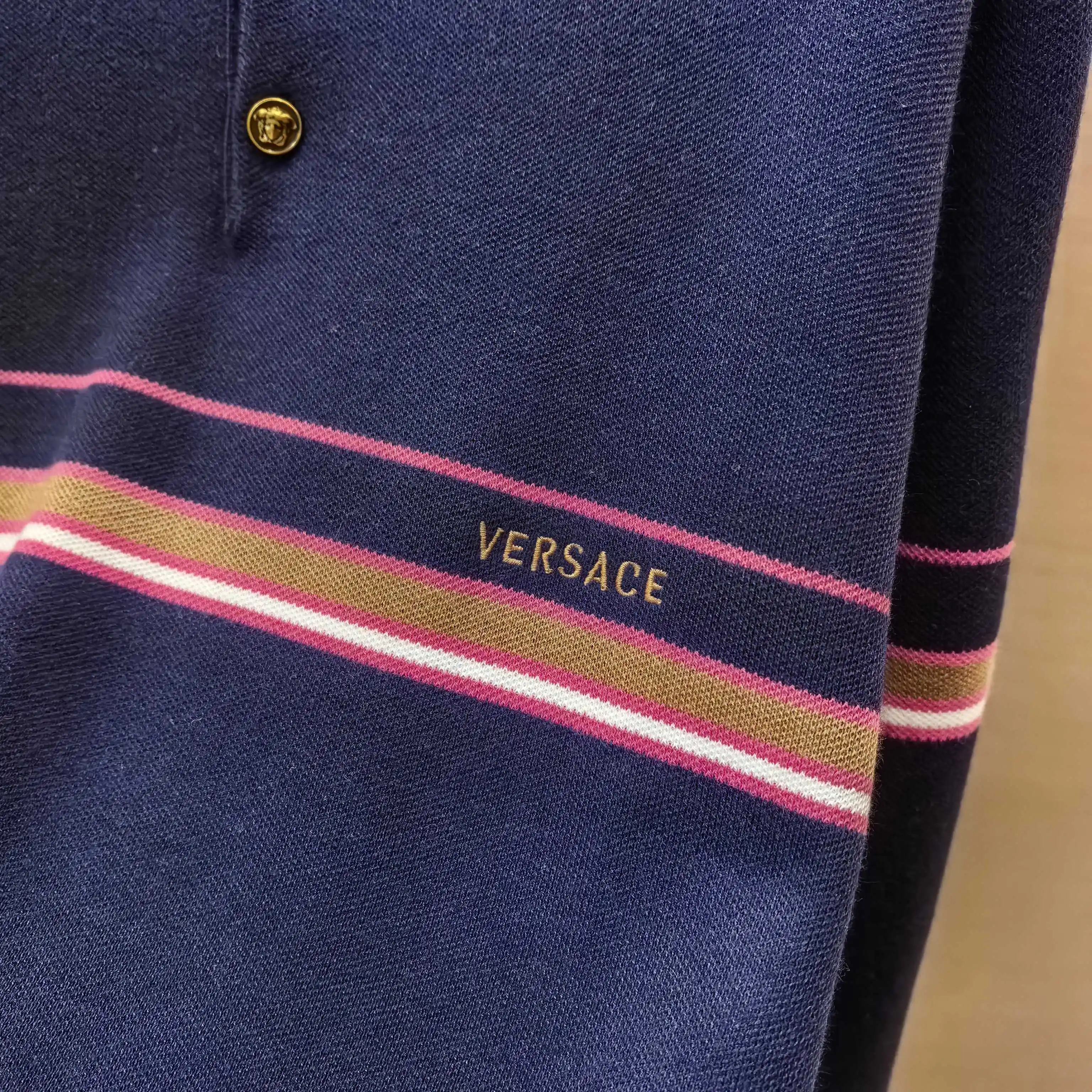 Striped Silk-Wool Blend Long-Sleeve Polo Sweater D27023717 — view 5