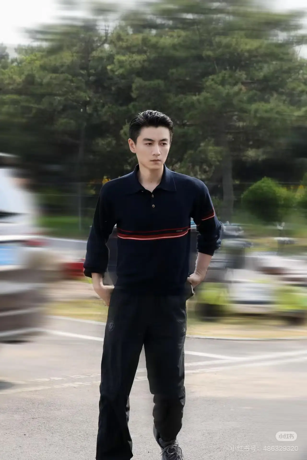 Striped Silk-Wool Blend Long-Sleeve Polo Sweater D27023716 — view 7