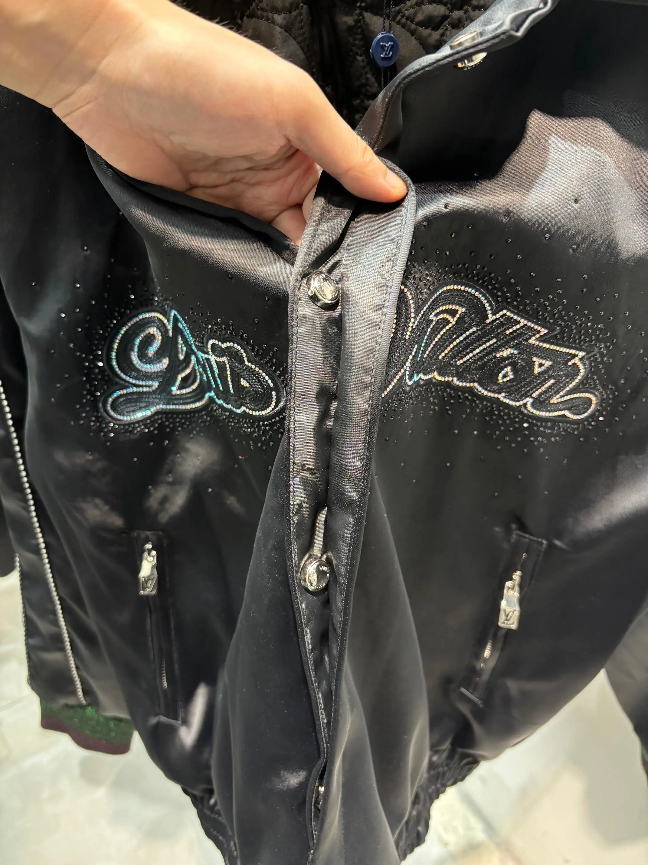 Embellished Logo Quilted Bomber Jacket D27513864 — view 9