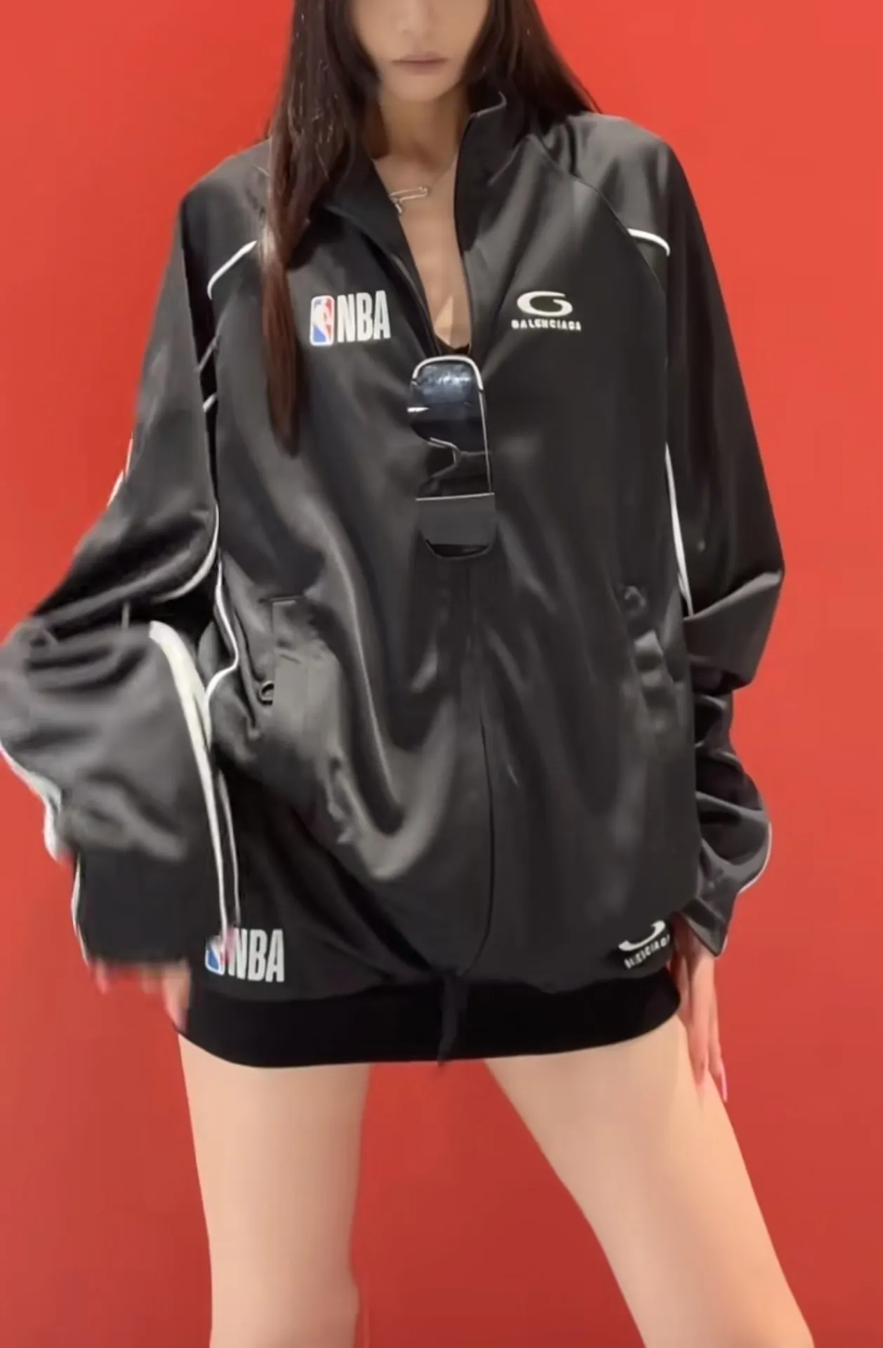 NBA Logo Embroidered Tracksuit Jacket and Skirt Set D28023683 — view 2