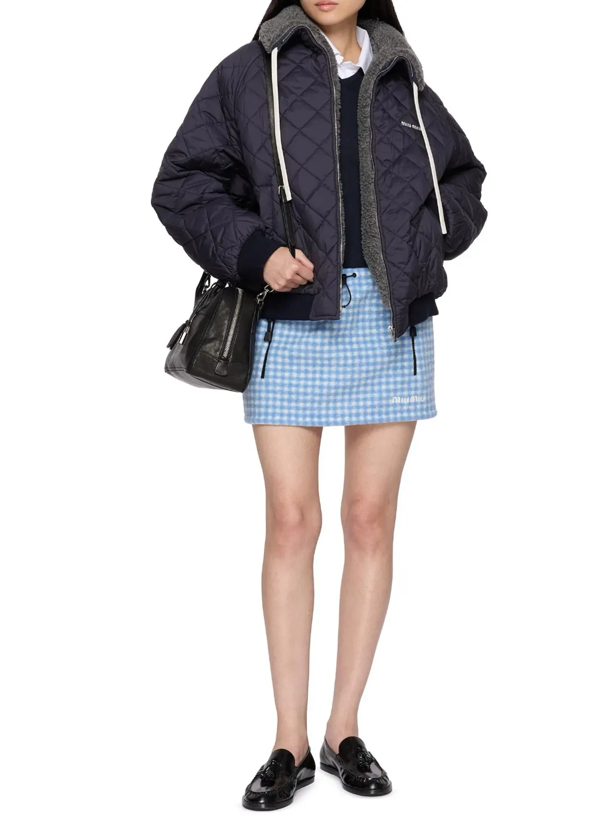 Quilted Shearling-Trimmed Bomber Jacket D28023702
