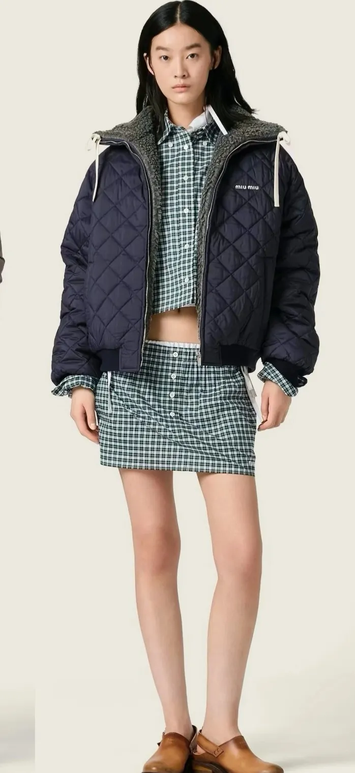 Quilted Shearling-Trimmed Bomber Jacket D28023702 — view 2