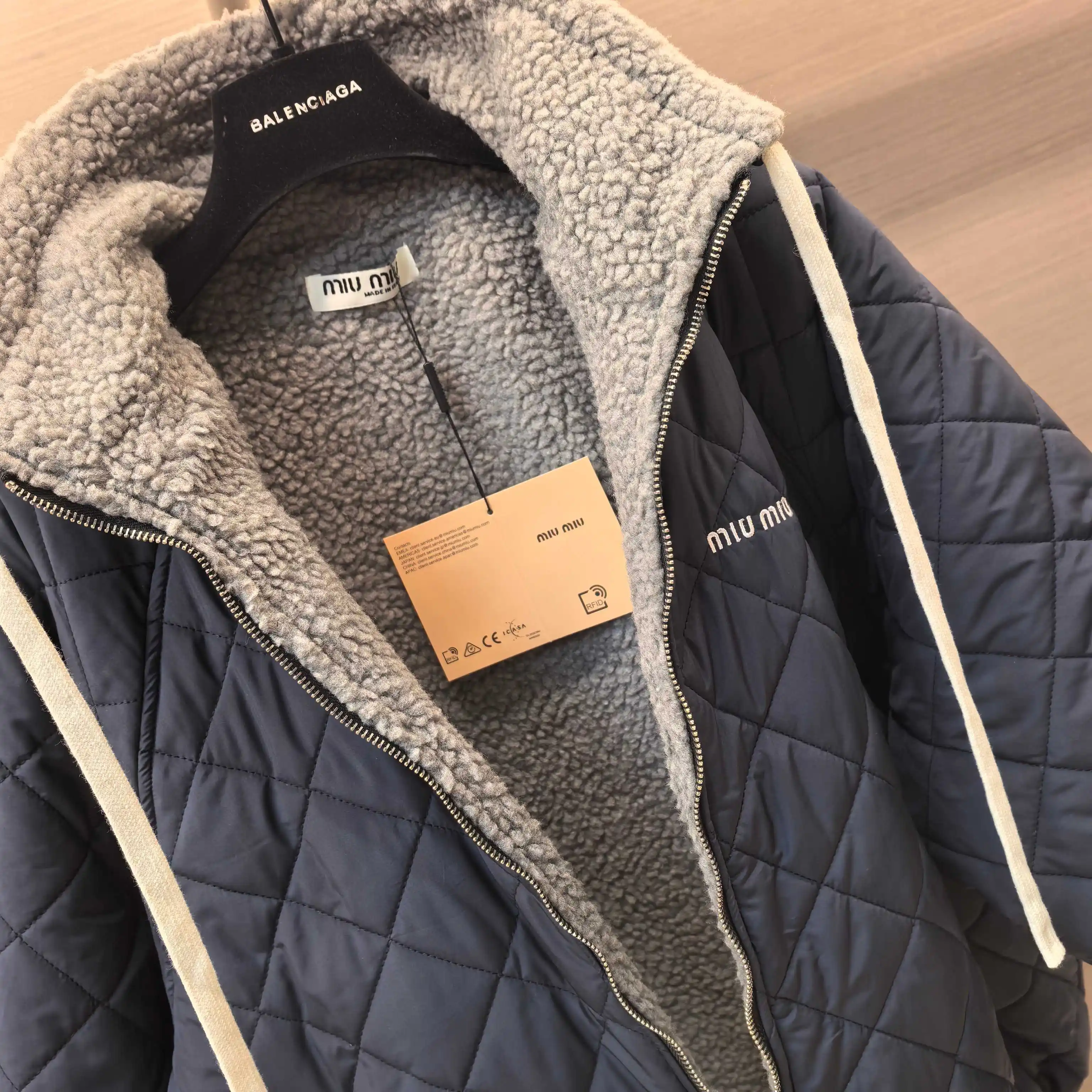 Quilted Shearling-Trimmed Padded Jacket D28023704 — view 8