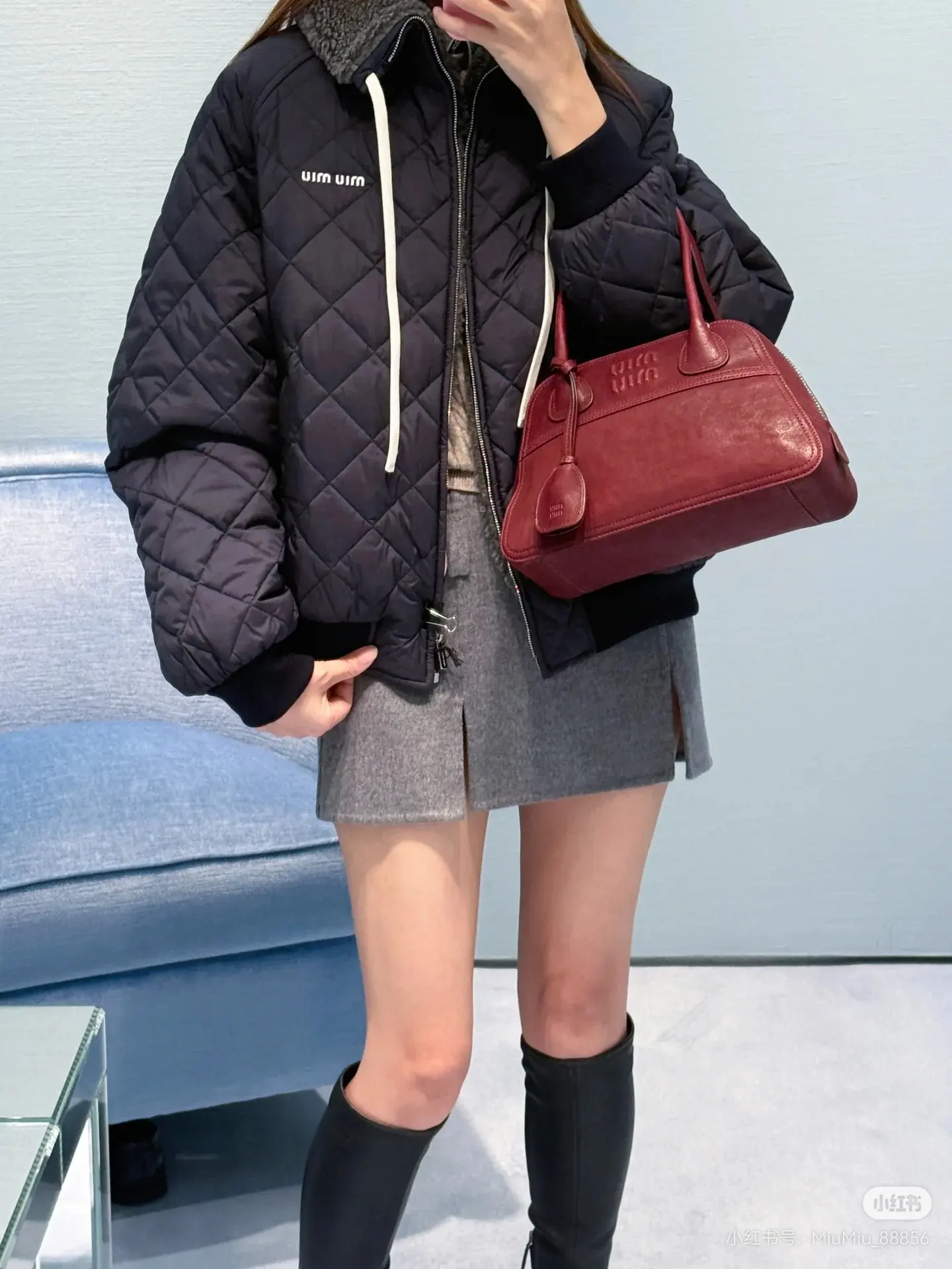 Quilted Shearling-Trimmed Padded Jacket D28023703 — view 8